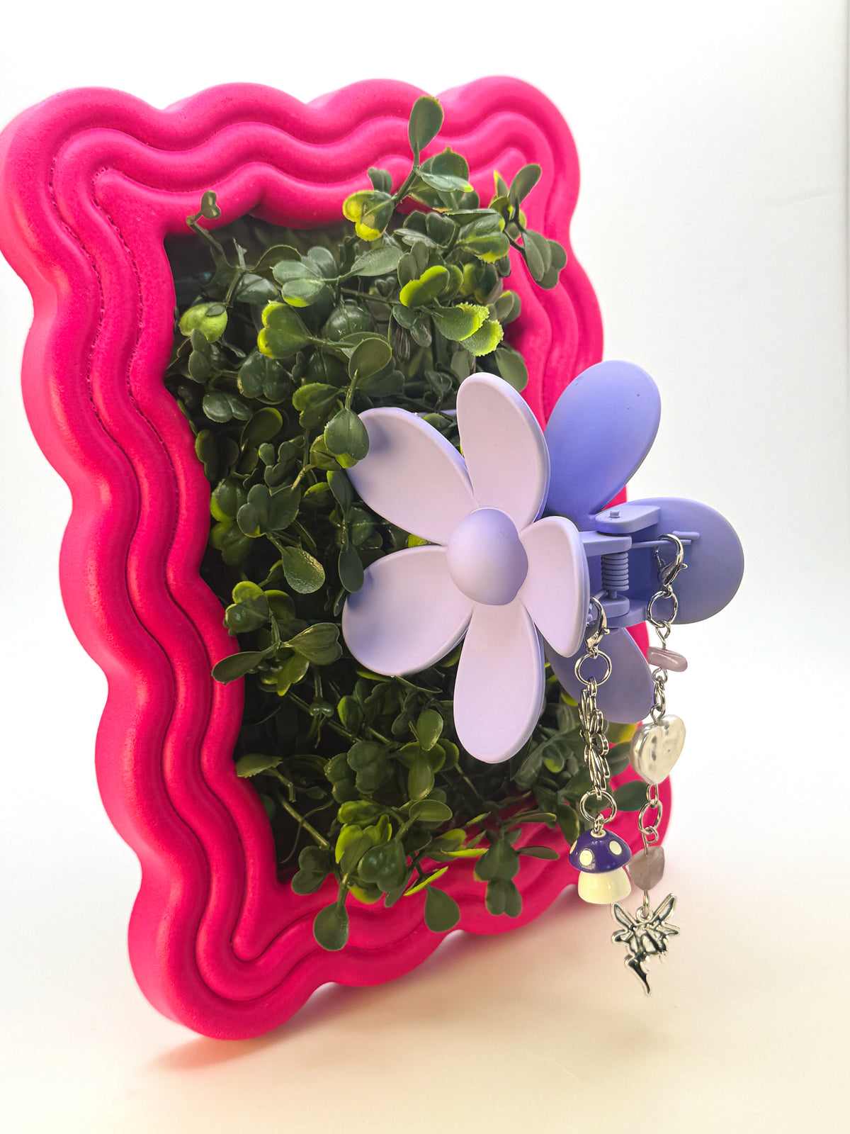 Purple Flower Medium Claw Clip with Handmade Beaded Charms | Removable Charm Clip | 3.1”