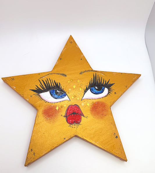 Celestial Star Babe – Hand-Painted 10” Wall Art