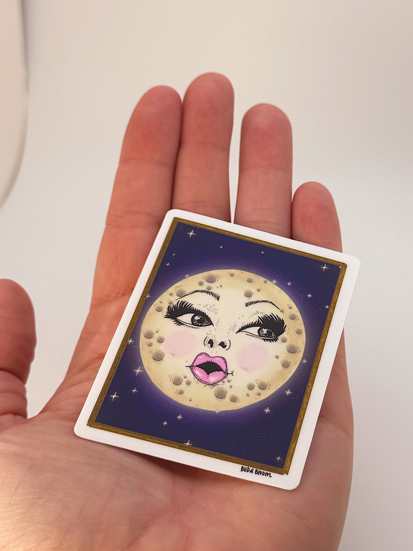 Whimsical Moon Vinyl Sticker | Celestial Moon Art