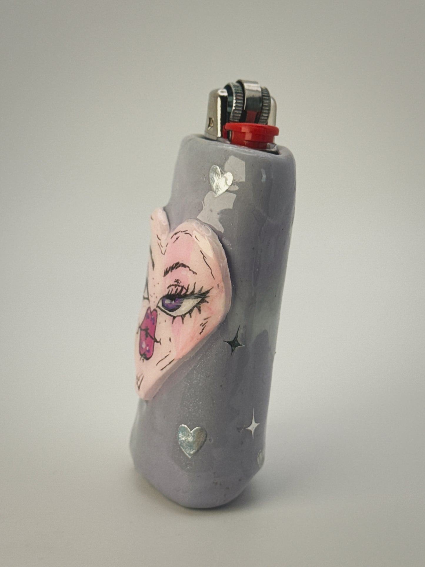 Sassy Heart Lighter Case| Fits Standard Bic | Handmade Polymer Clay Art