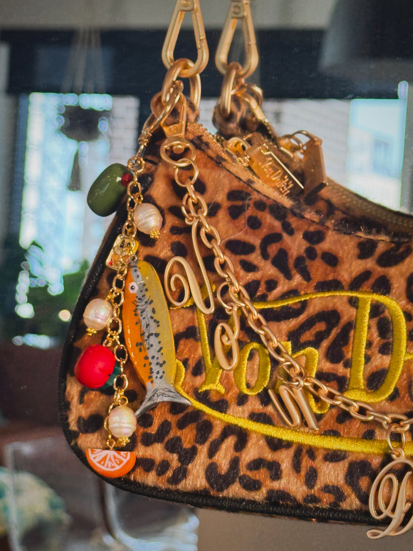 Euro Summer Keychain GOLD – Handmade Polymer Clay Bag Charm