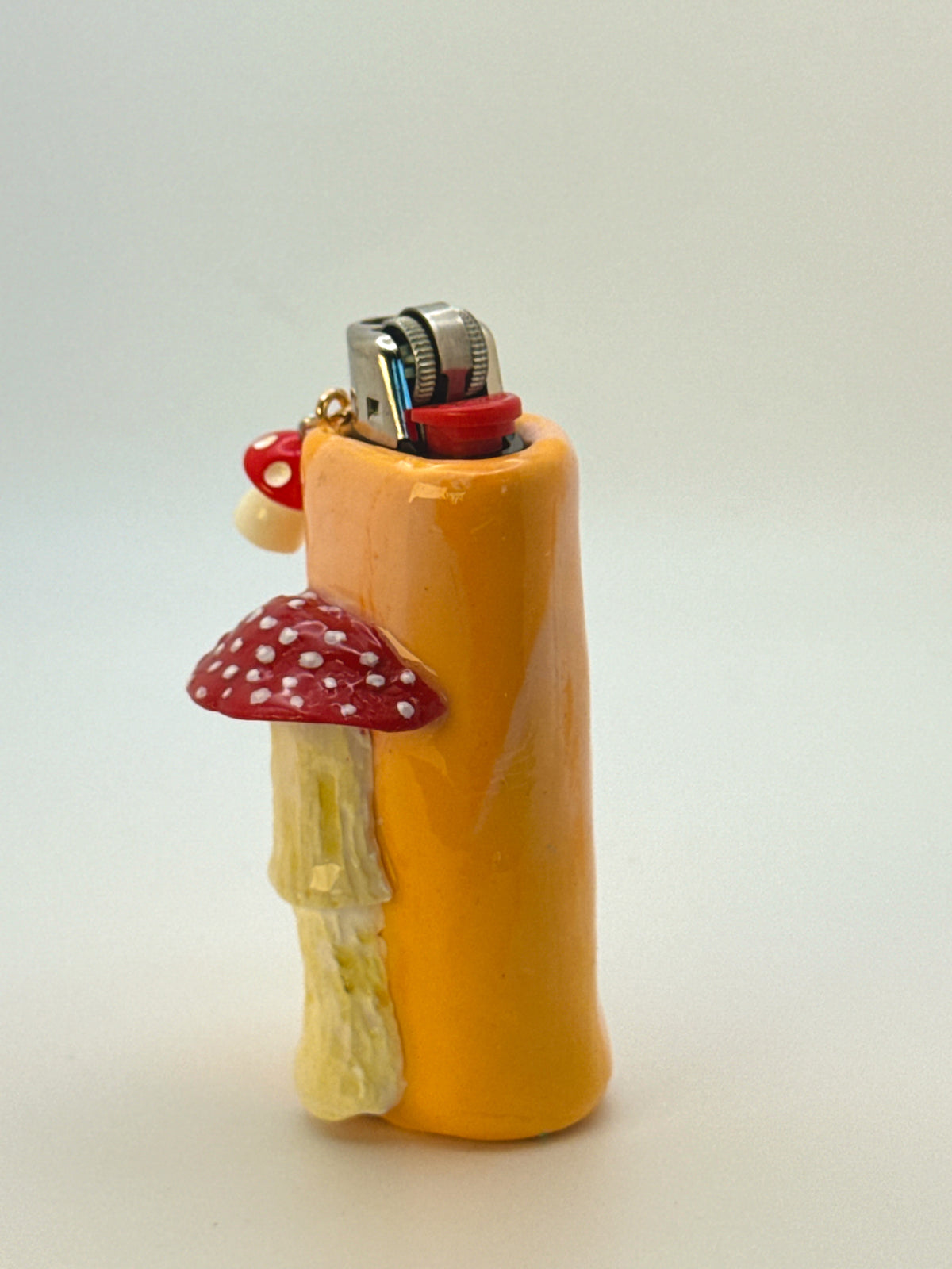 Mushroom Case with charm| Fits Standard Bic | Handmade Polymer Clay Art