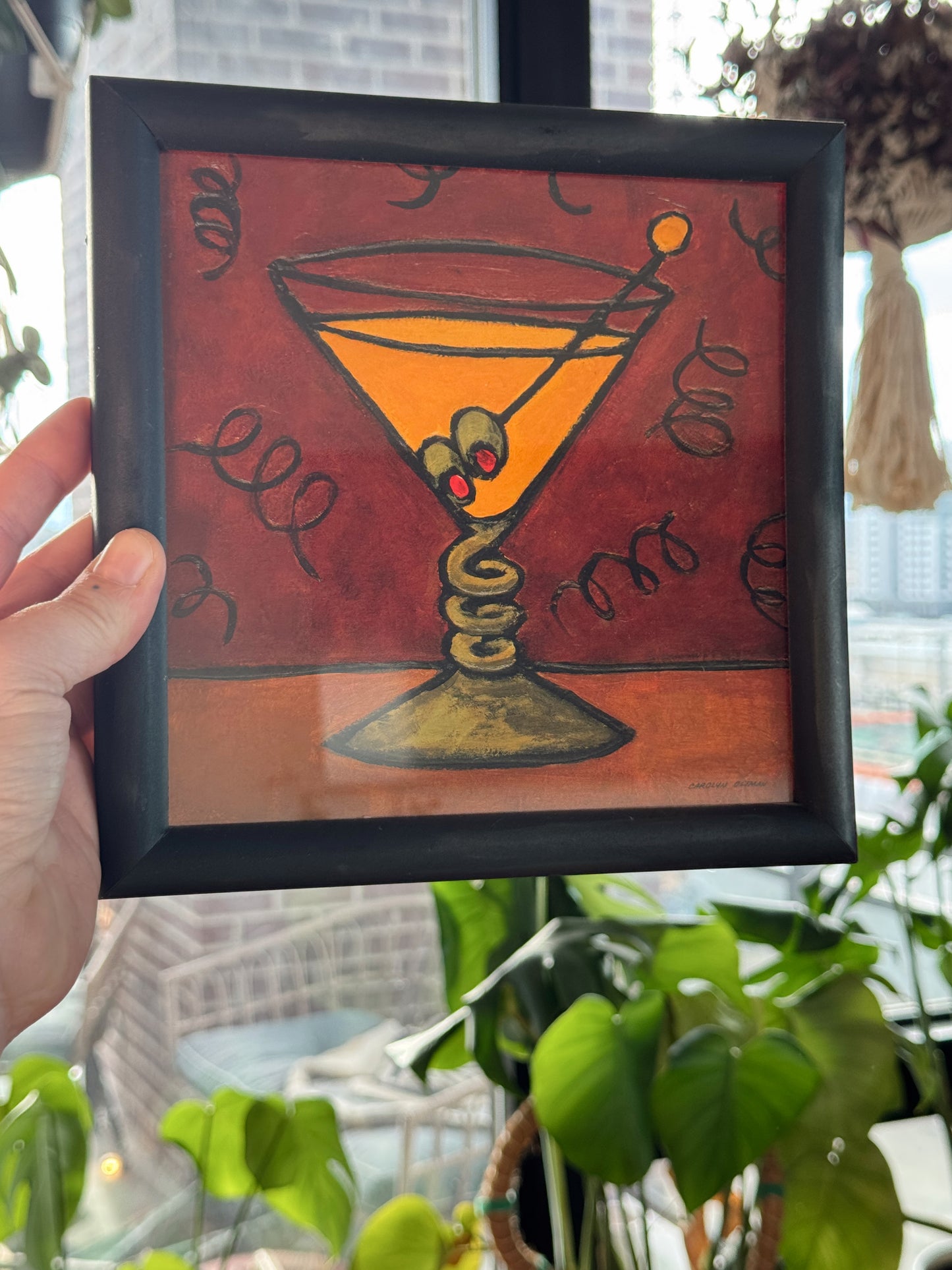 Set of 2 Vintage Martini Art Prints – Framed Cocktail Wall Art – 8x8