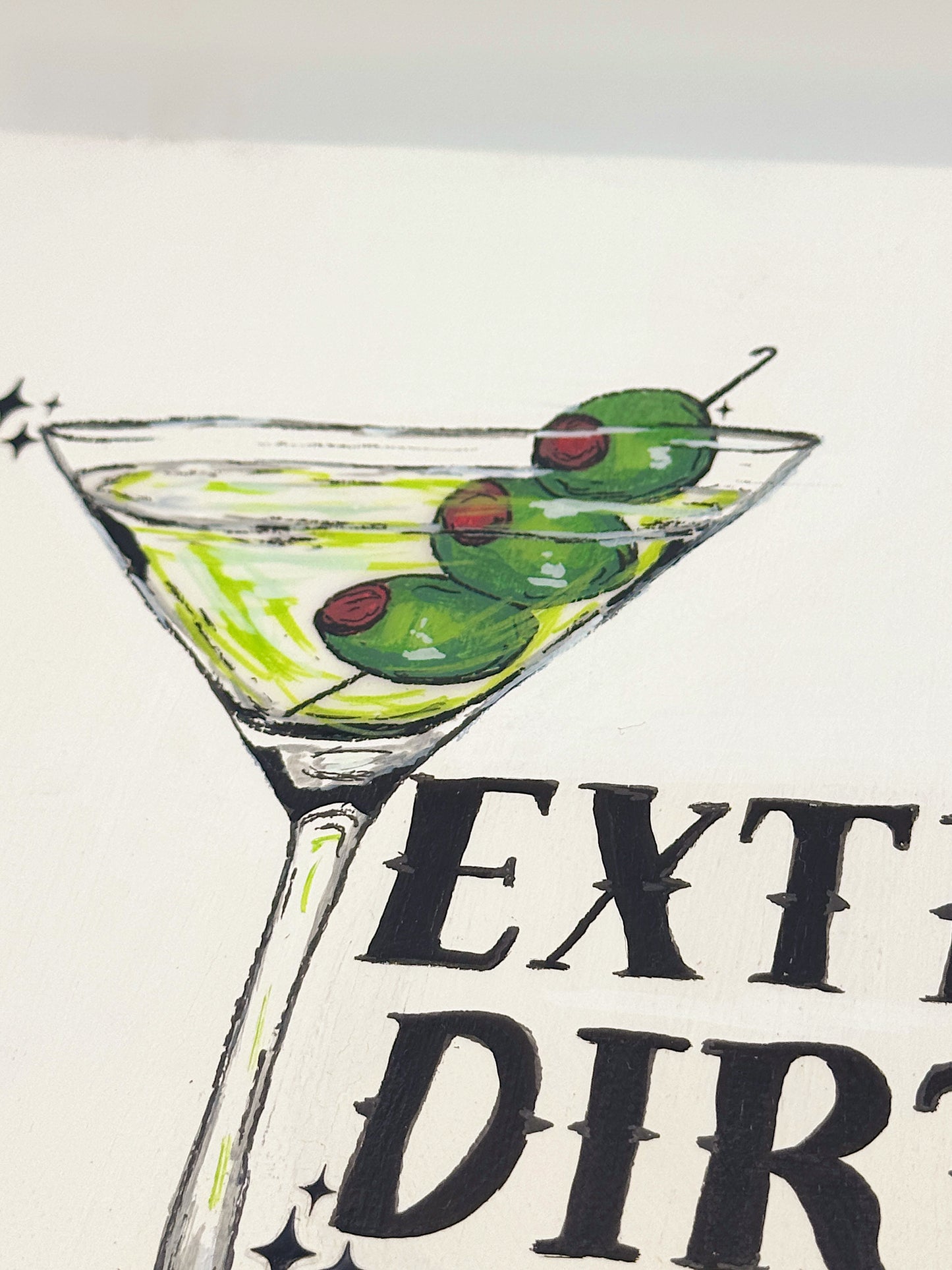 “Extra Dirty” Martini Canvas – 8x8 Hand-Painted Art with Resin Glossy Olives
