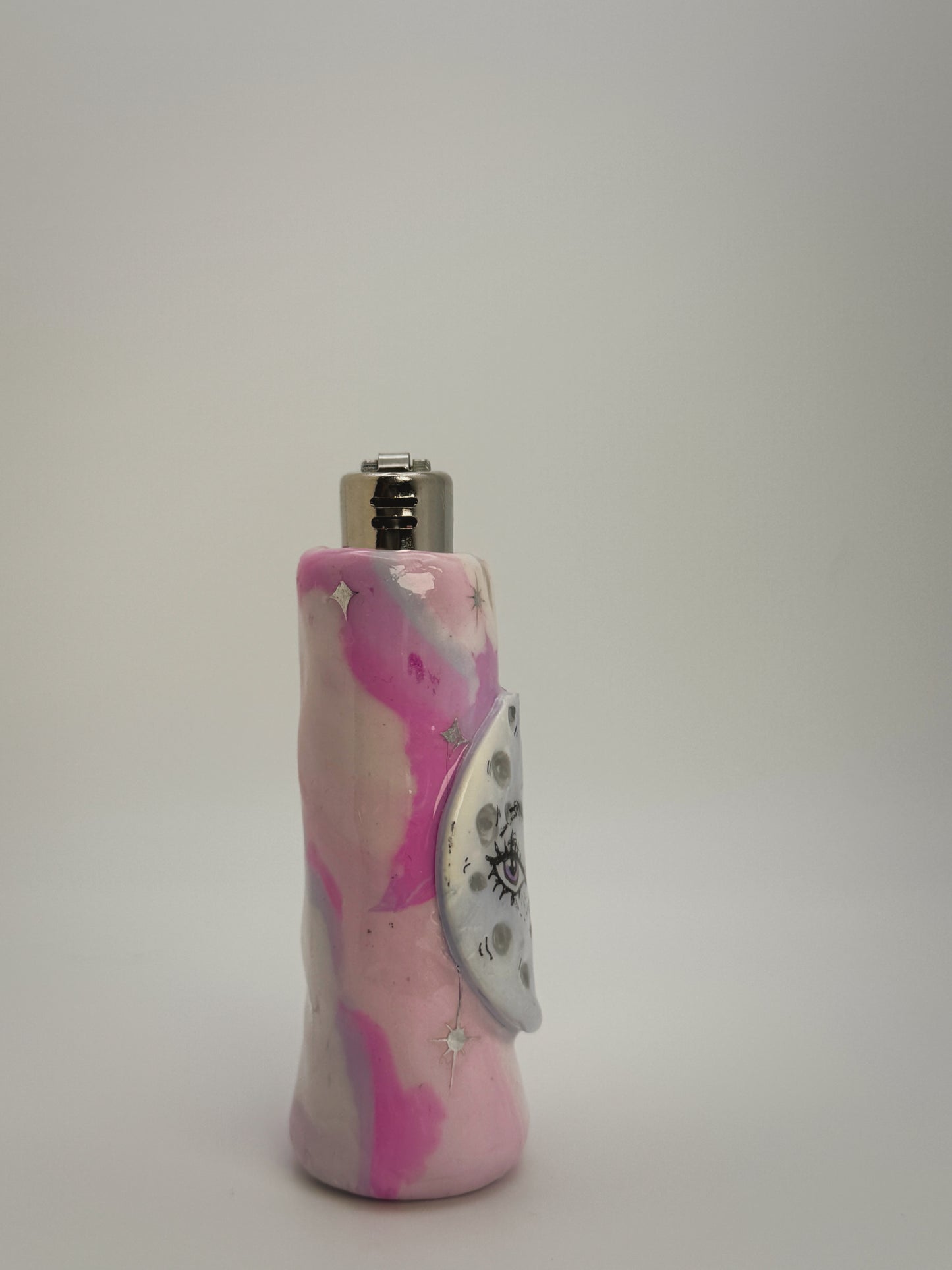 Winking Moon Lighter Case| Fits Standard Bic | Handmade Polymer Clay Art