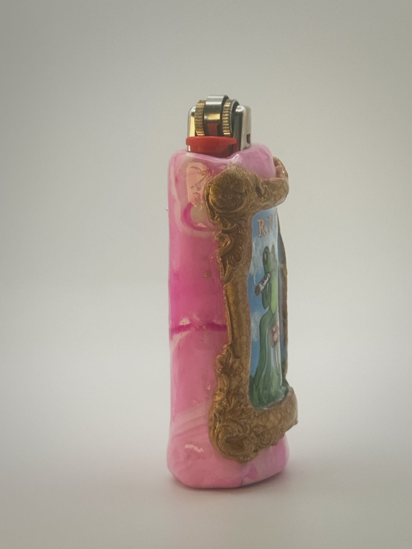Rip It Frog Lighter Case with charm| Fits Standard Bic | Handmade Polymer Clay Art