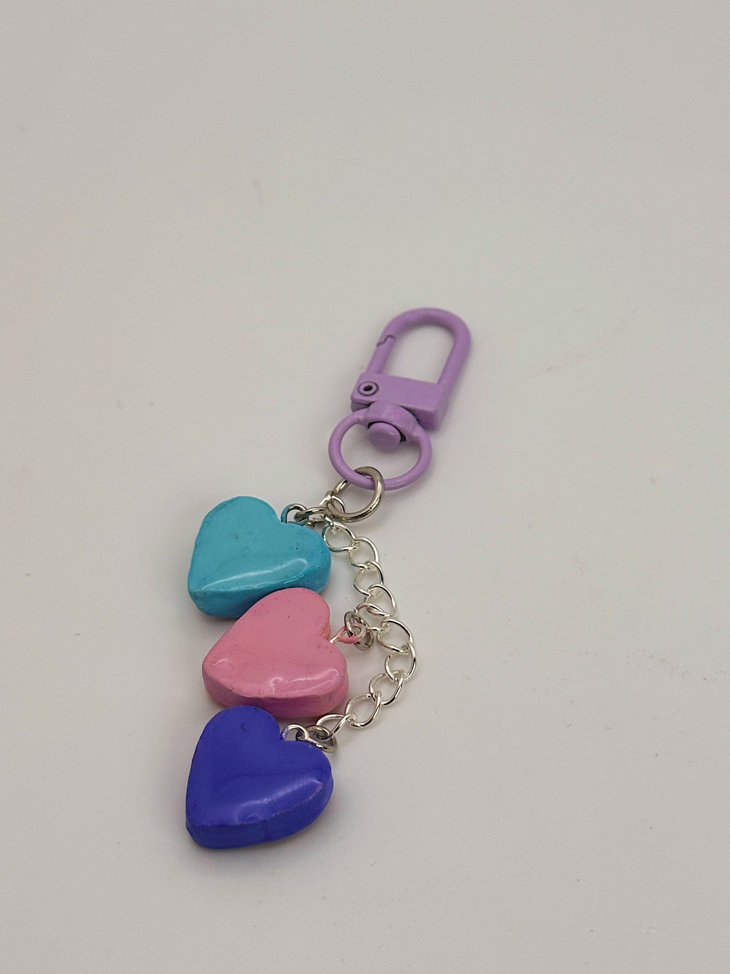 Sassy Conversation Hearts Bag Charm – Purple Clip with Bold Statement Heart Charms