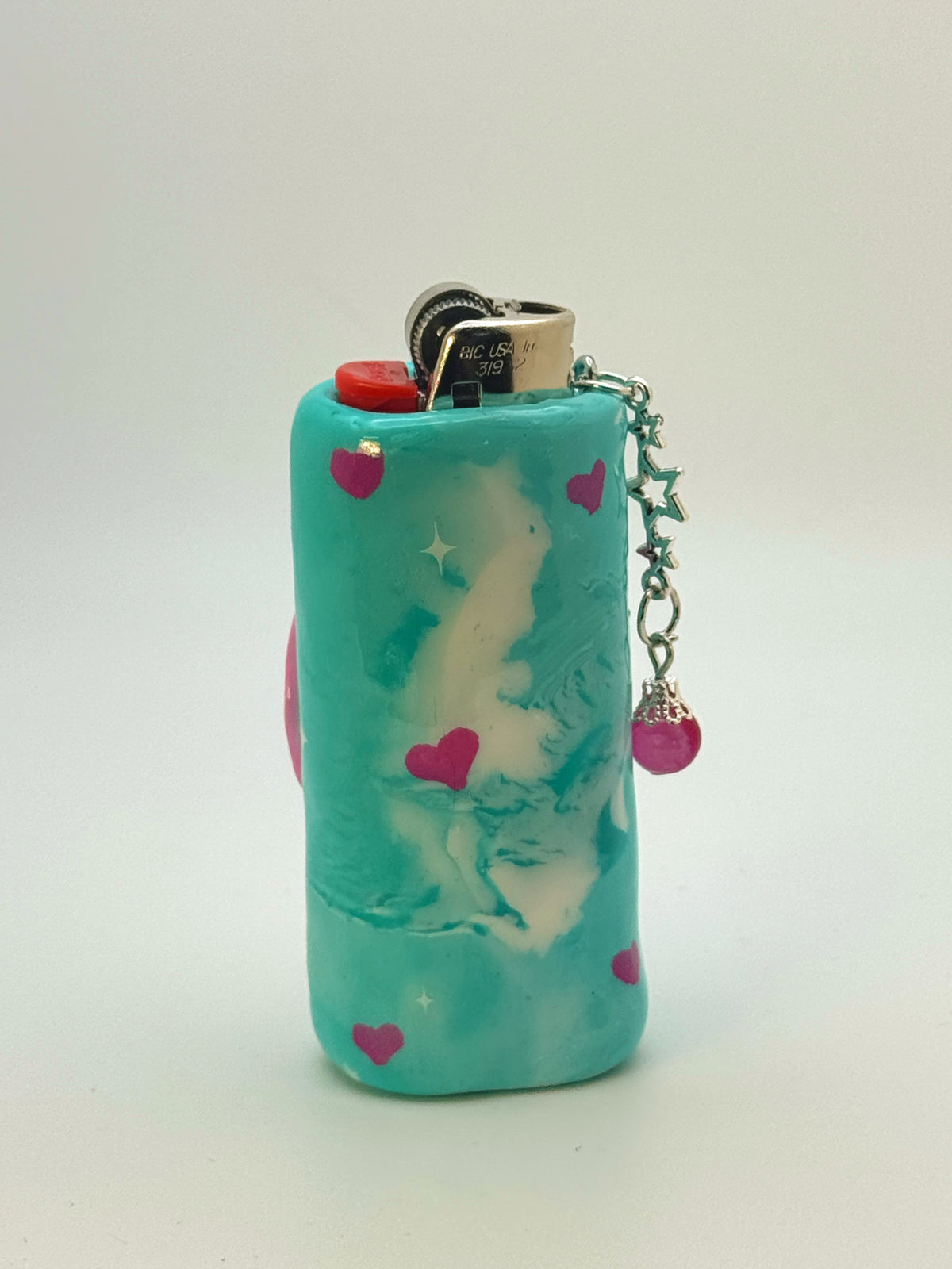 Celestial Moon Case with charm| Fits Standard Bic | Handmade Polymer Clay Art
