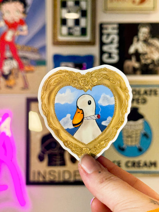 Vintage Frame Smoking Duck Sticker | Duck Vinyl Sticker