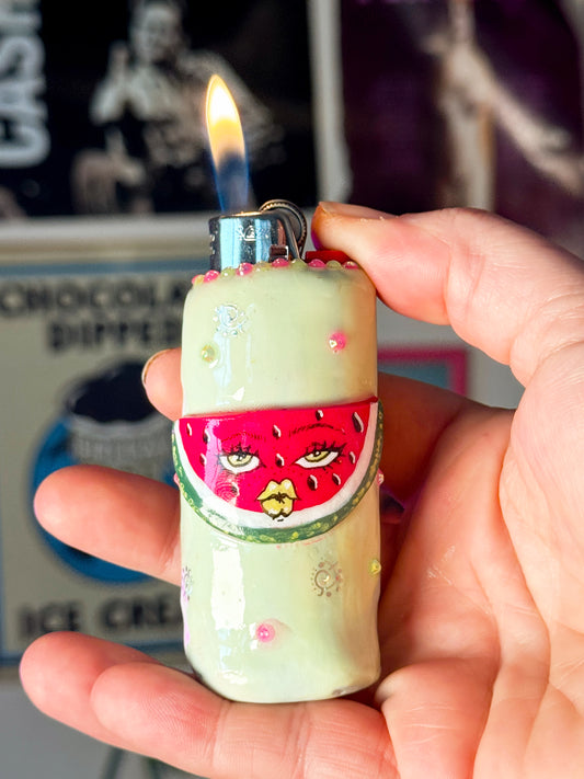 Sassy Watermelon Lighter Case| Fits Standard Bic | Handmade Polymer Clay Art