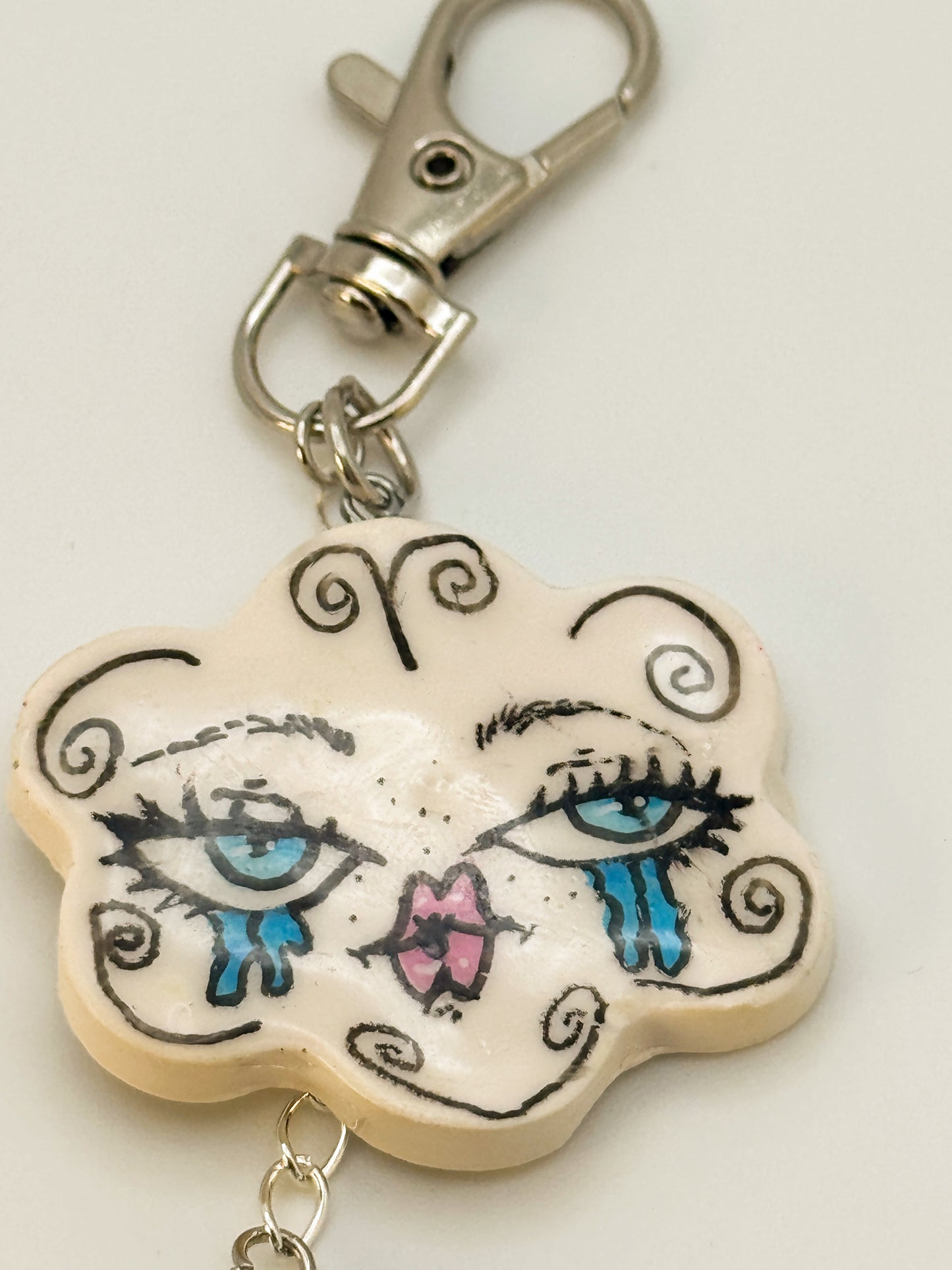 Sad Girl Club Keychain – Handmade Polymer Clay Bag Charm