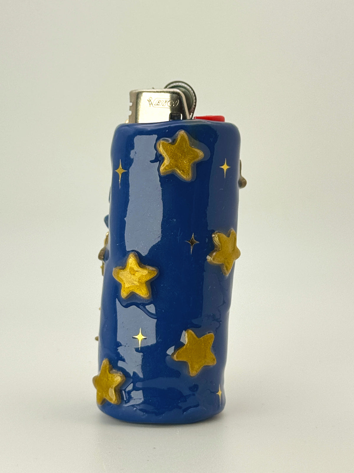 90s Celestial Gold Decor Lighter Case with charm| Fits Standard Bic | Handmade Polymer Clay Art