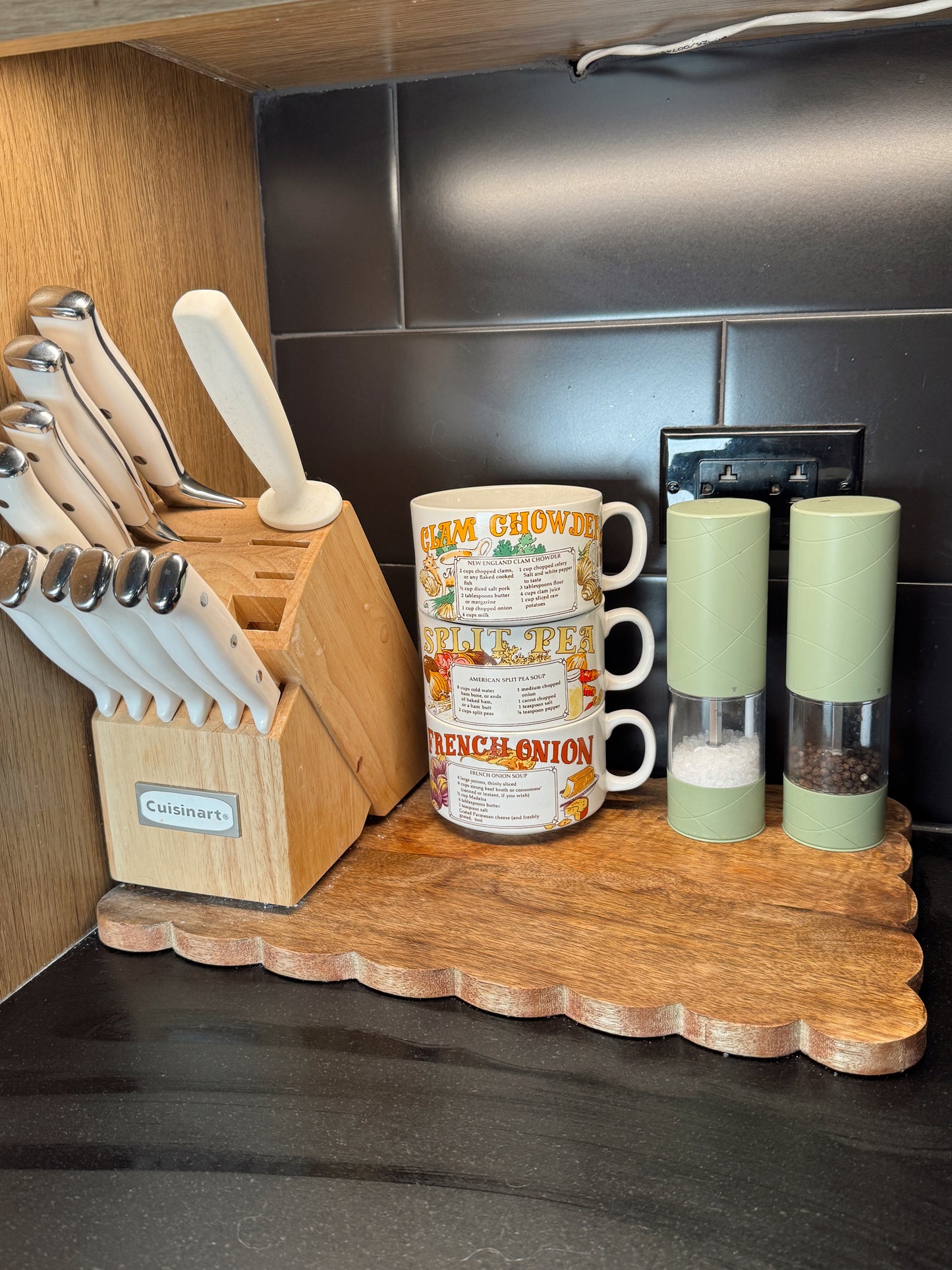 Vintage 1970s Recipe Soup Mug Set – Made in Japan – Clam Chowder, Split Pea & French Onion