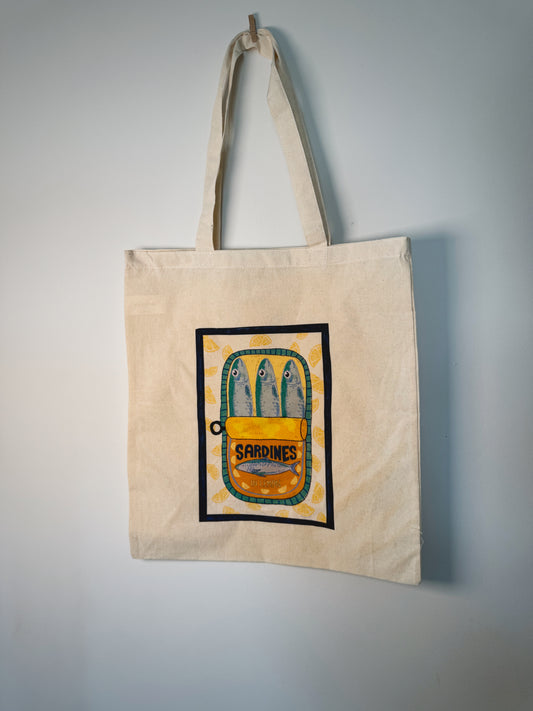Sardines With Lemon Hand-Pressed Tote Bag | 15x16 Natural Cotton