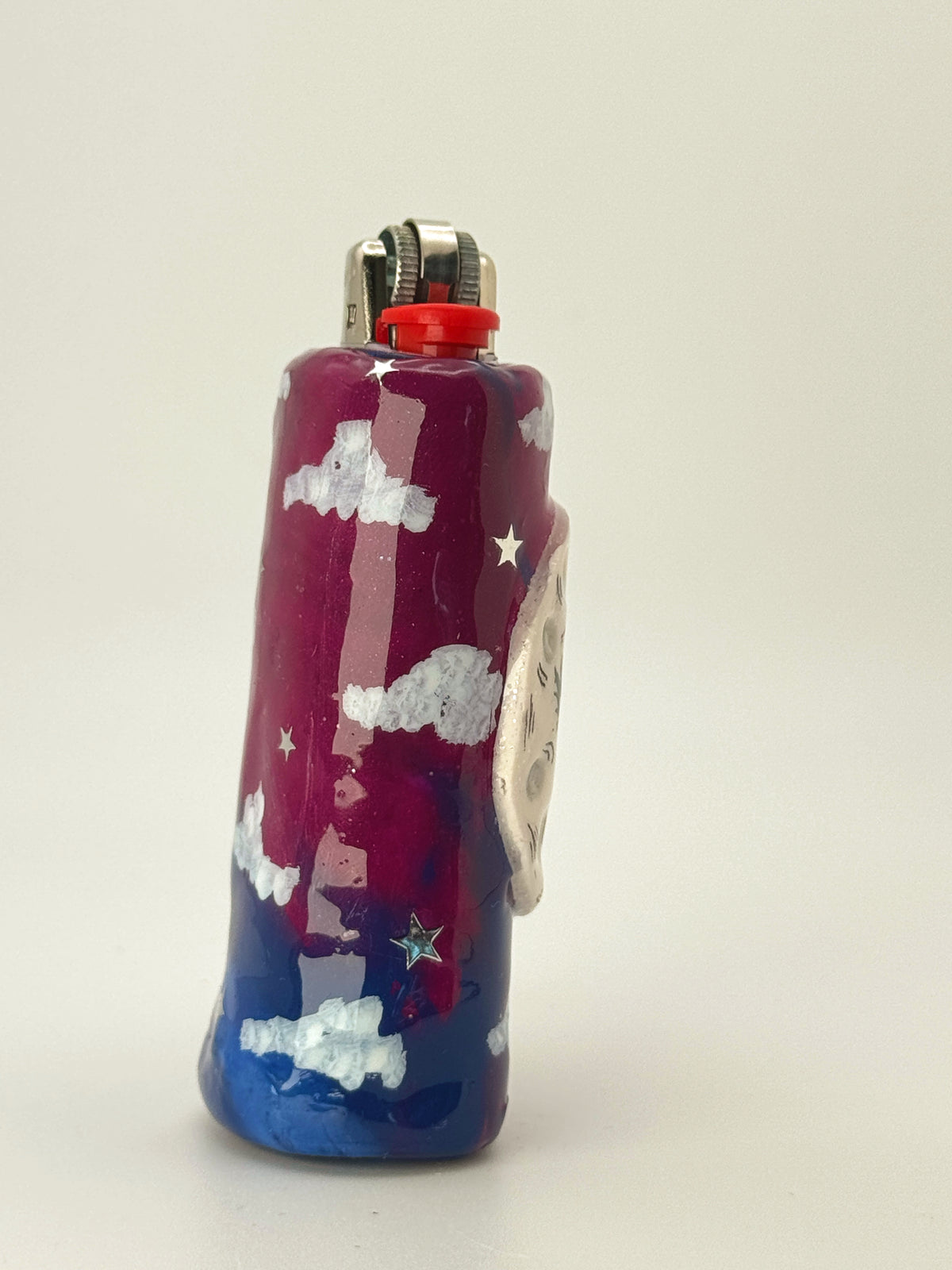 Galactic Haze Moon Lighter Case with charm| Fits Standard Bic | Handmade Polymer Clay Art