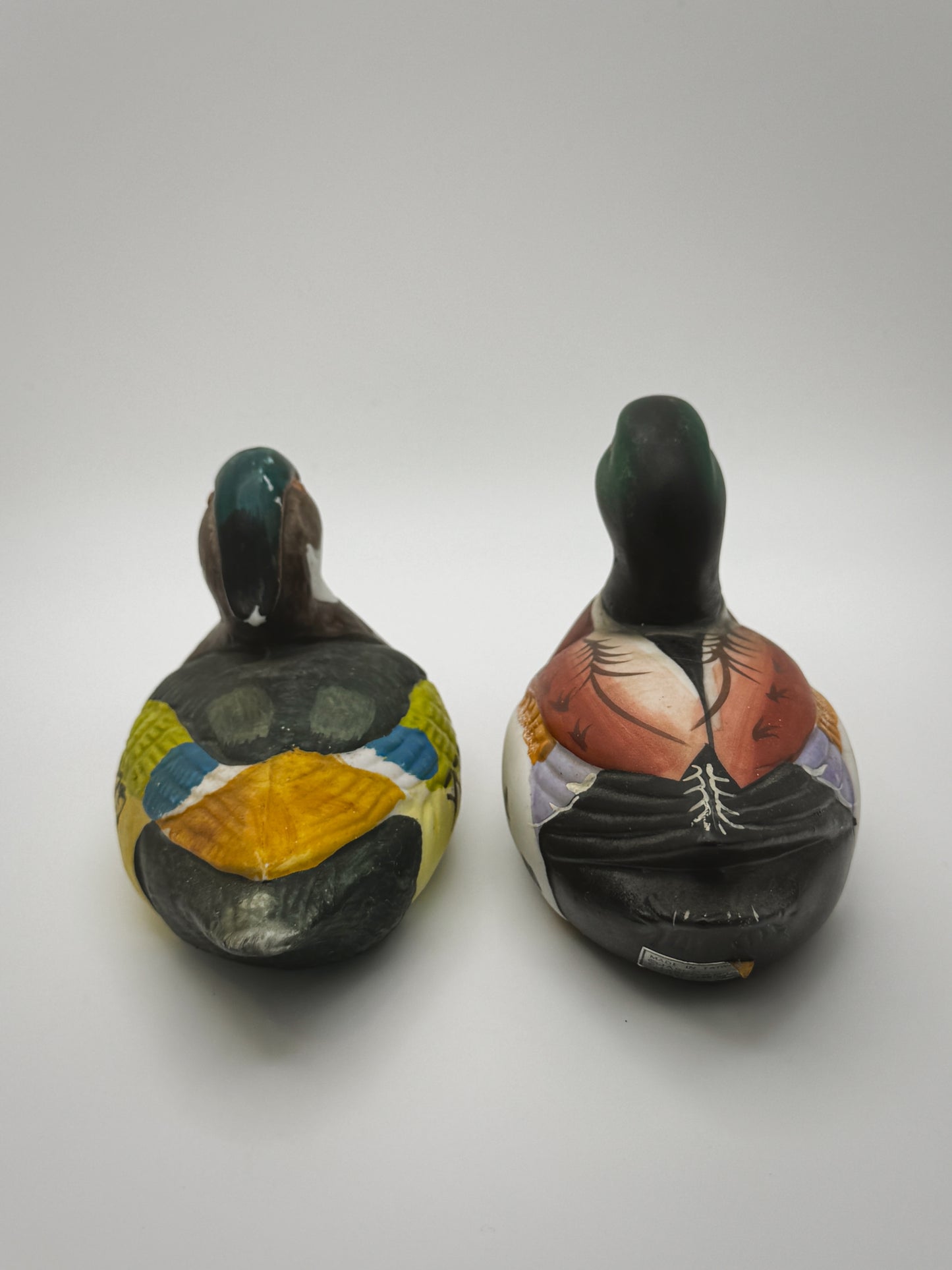 Set of 2 Vintage Hand-Painted Ceramic Duck Decoy Figurines