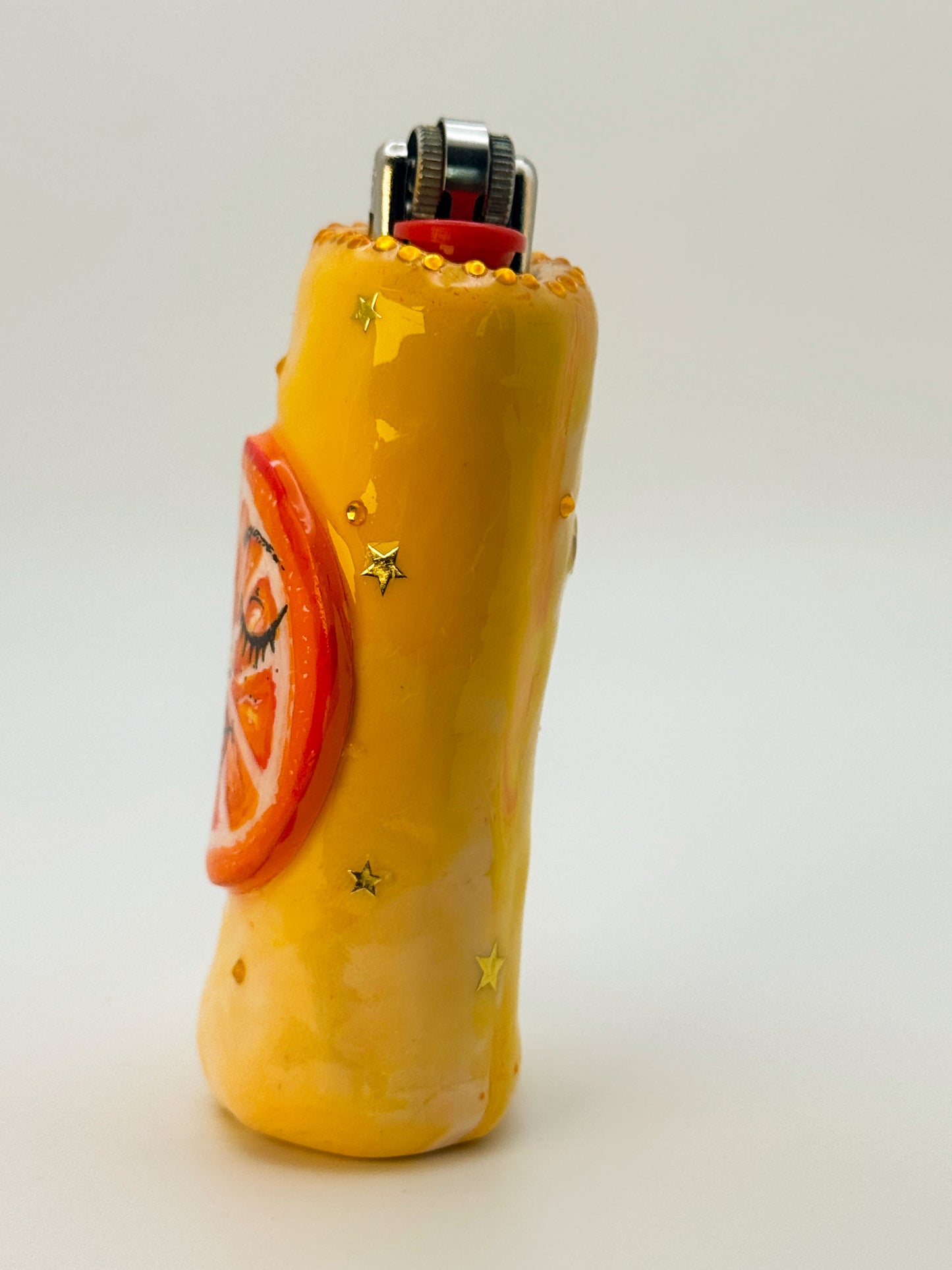 Smoking Orange Lighter Case| Fits Standard Bic | Handmade Polymer Clay Art