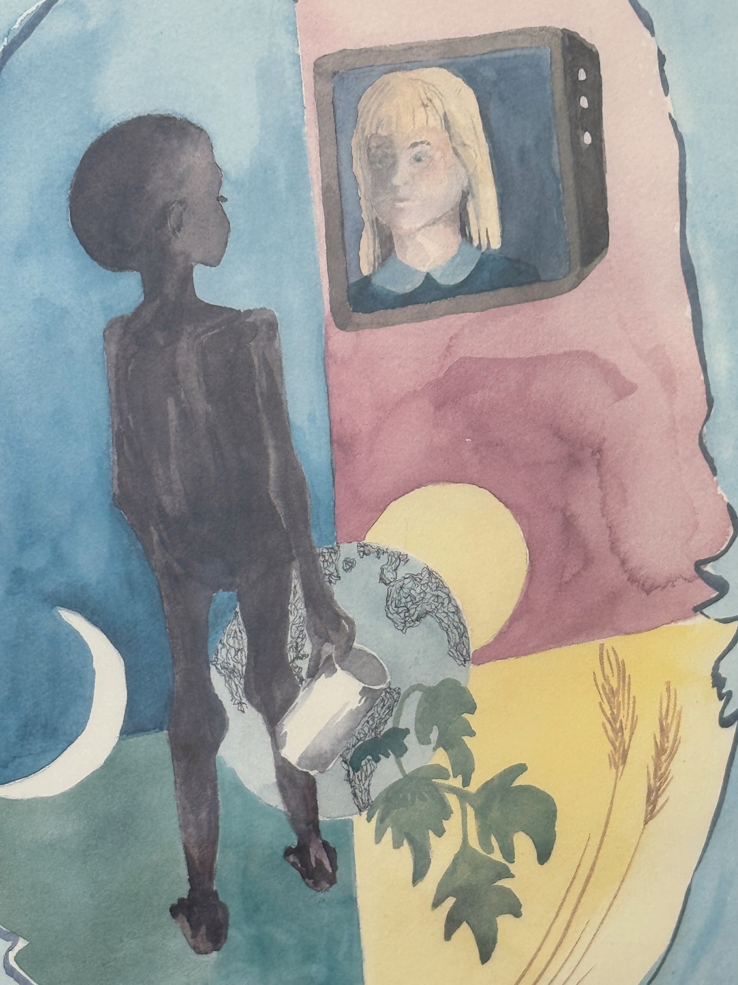 Vintage 1993 Signed Limited Edition Art Print Framed – Pauline Blondine – Surreal Figurative 12x16