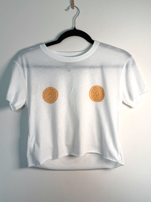 Squeeze These Cropped Tee | Graphic Crop Top (ORANGE SLICE)