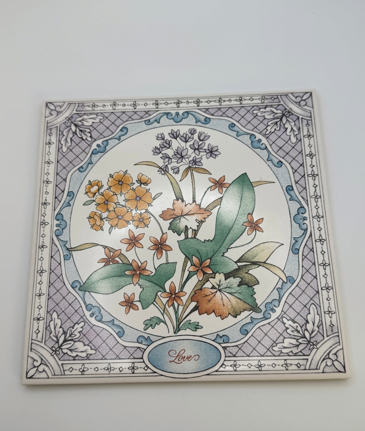 Vintage Avon Floral Ceramic Wall Plaque Set – “Love” & “Friendship” (1983, Made in England)