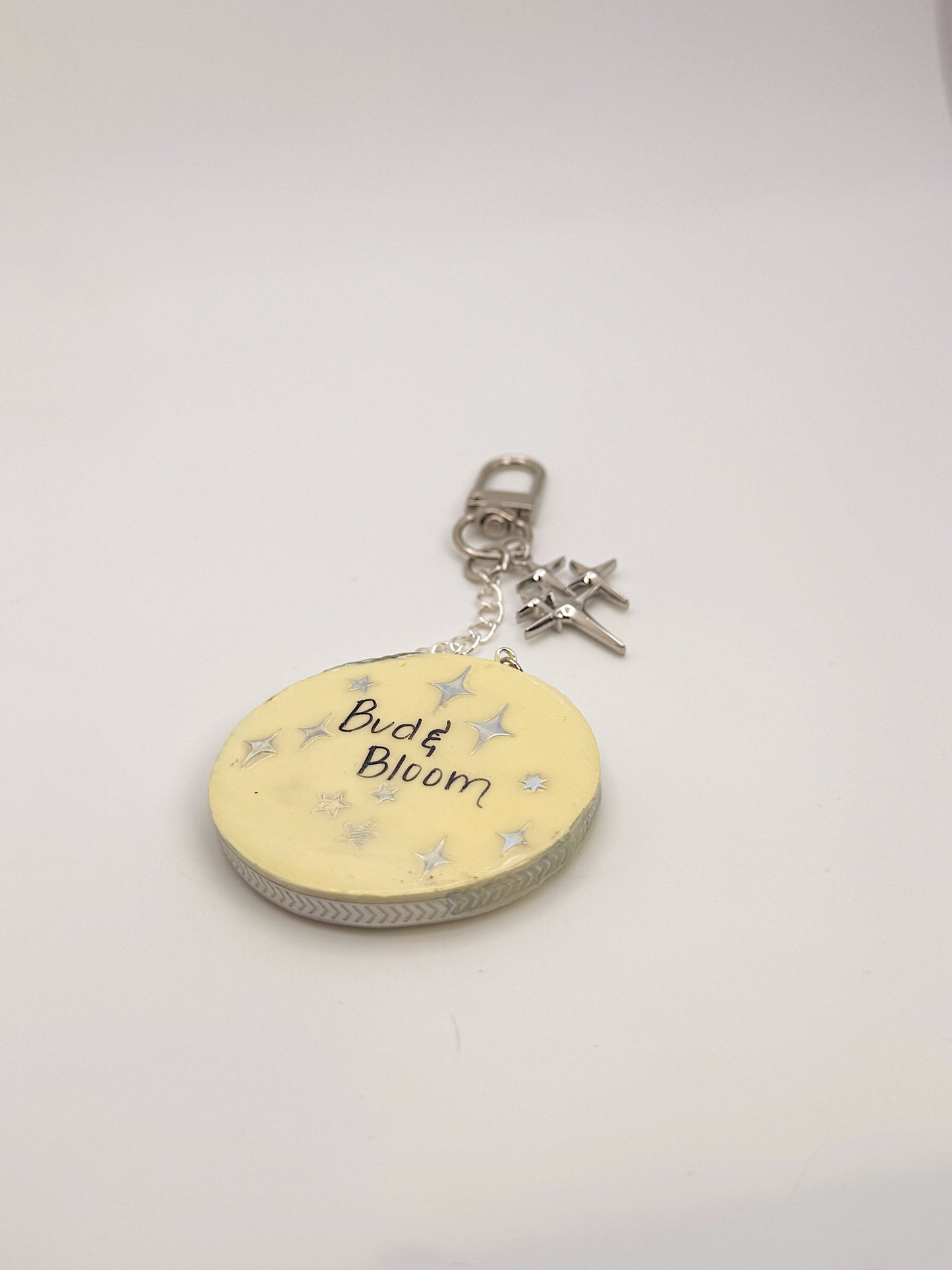 Moon Face Keychain & Bag Charm – Hand-Painted Celestial Charm with Star Accen