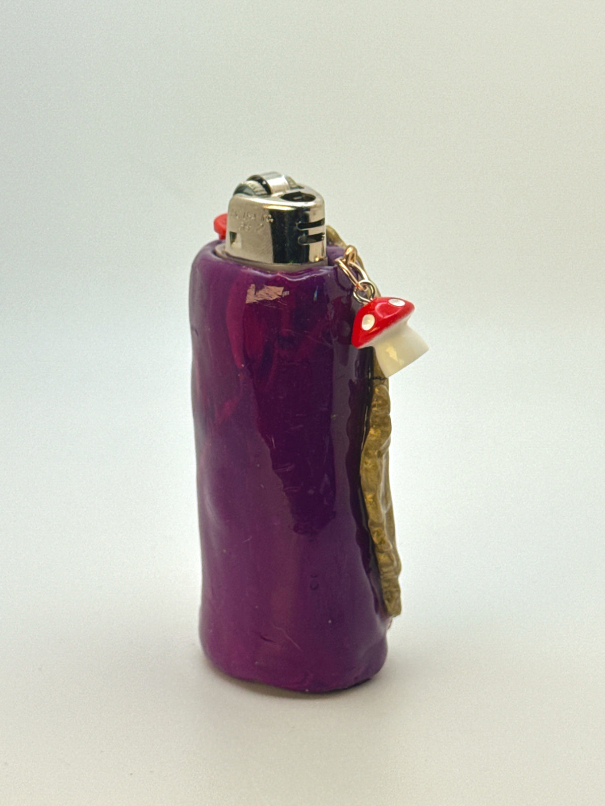 Vintage Frame Snail On A Mushroom Case with charm| Fits Standard Bic | Handmade Polymer Clay Art
