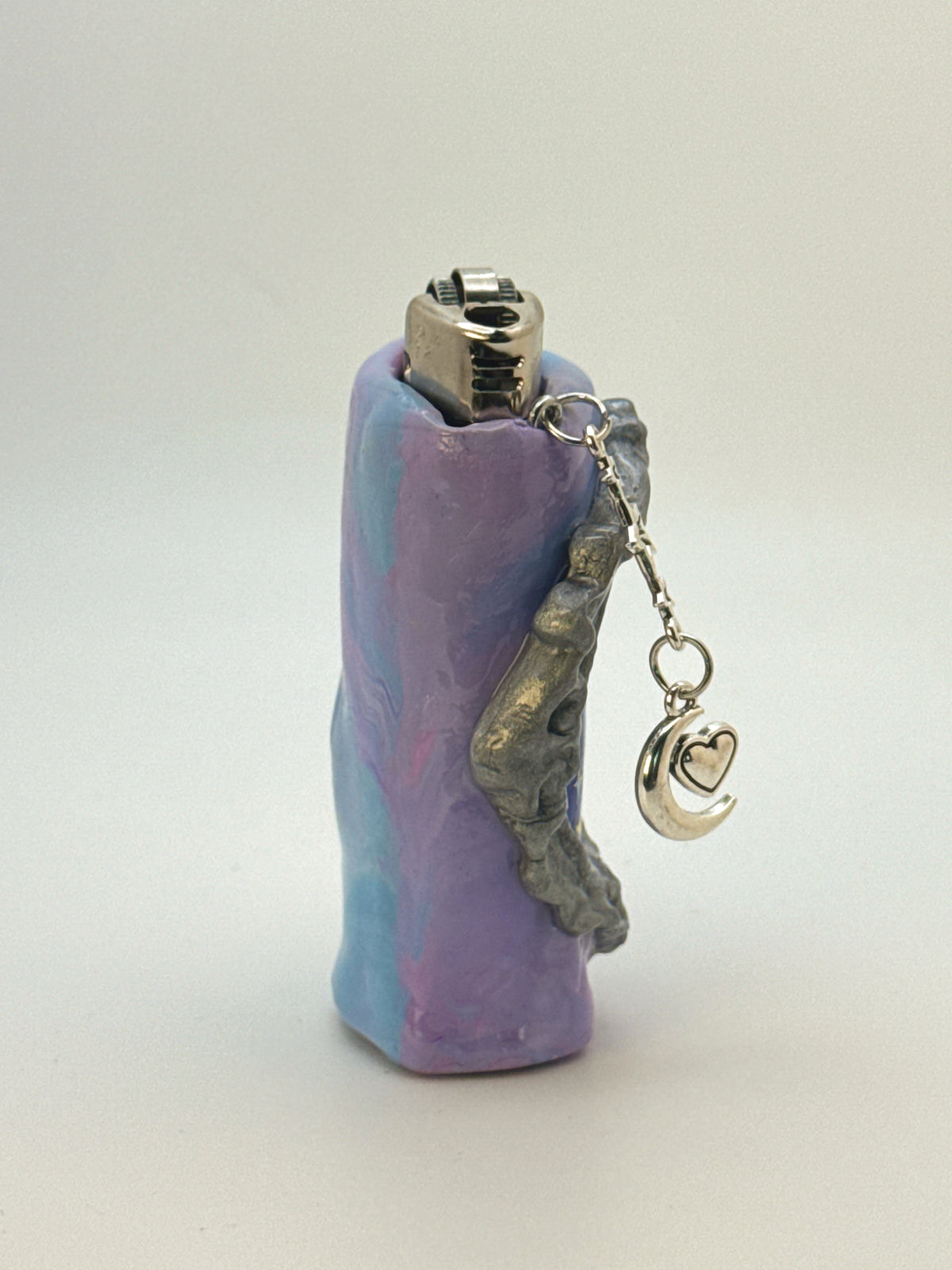 Vintage Frame Smoking Moon Case with charm| Fits Standard Bic | Handmade Polymer Clay Art
