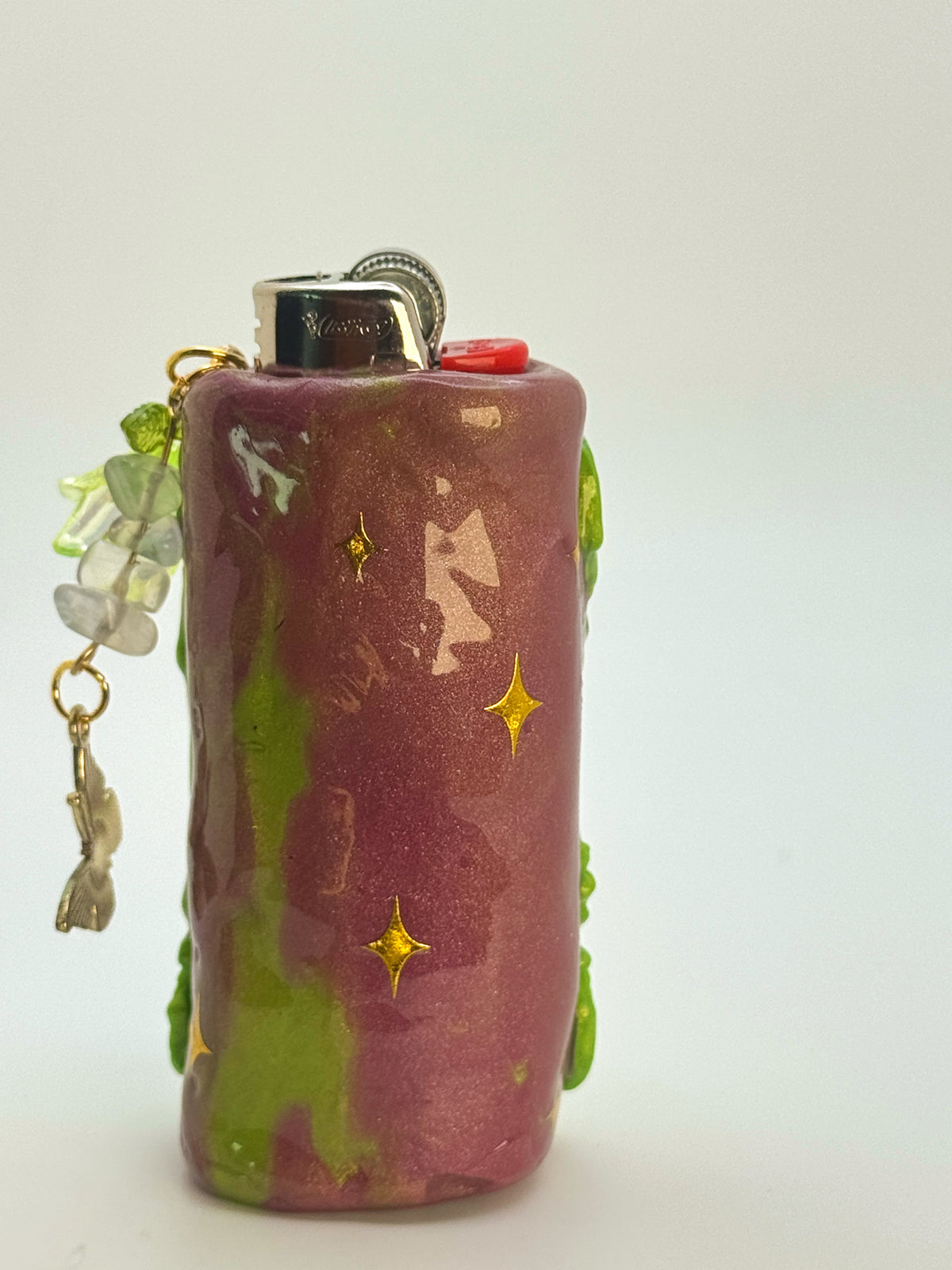 Vintage Frame Rip It Frog Case with charm| Fits Standard Bic | Handmade Polymer Clay Art