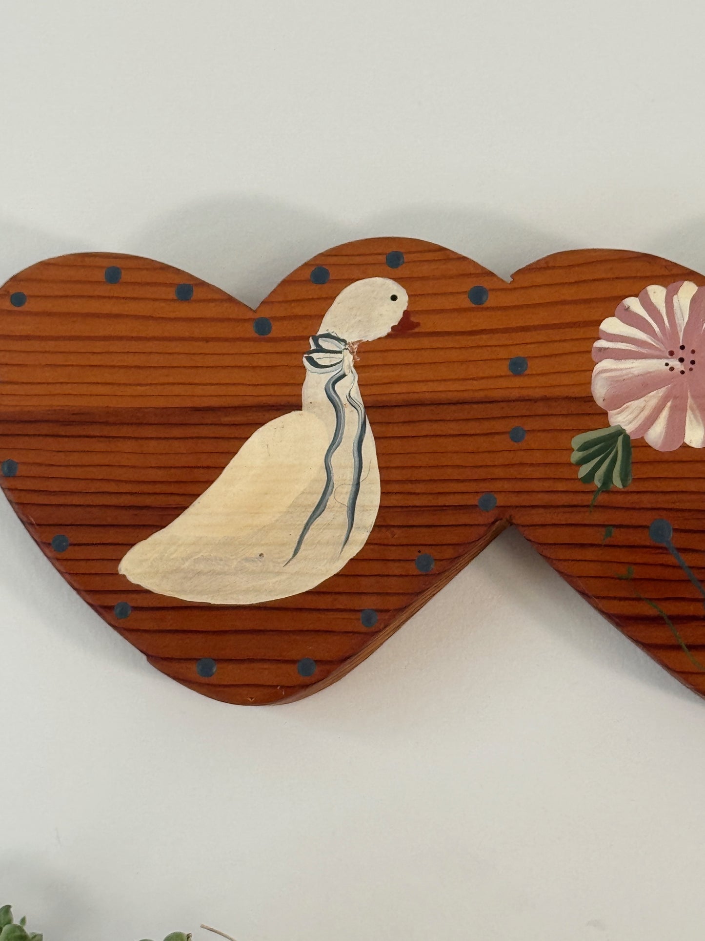 Vintage Hand Painted Wooden Heart “Welcome” Wall Sign