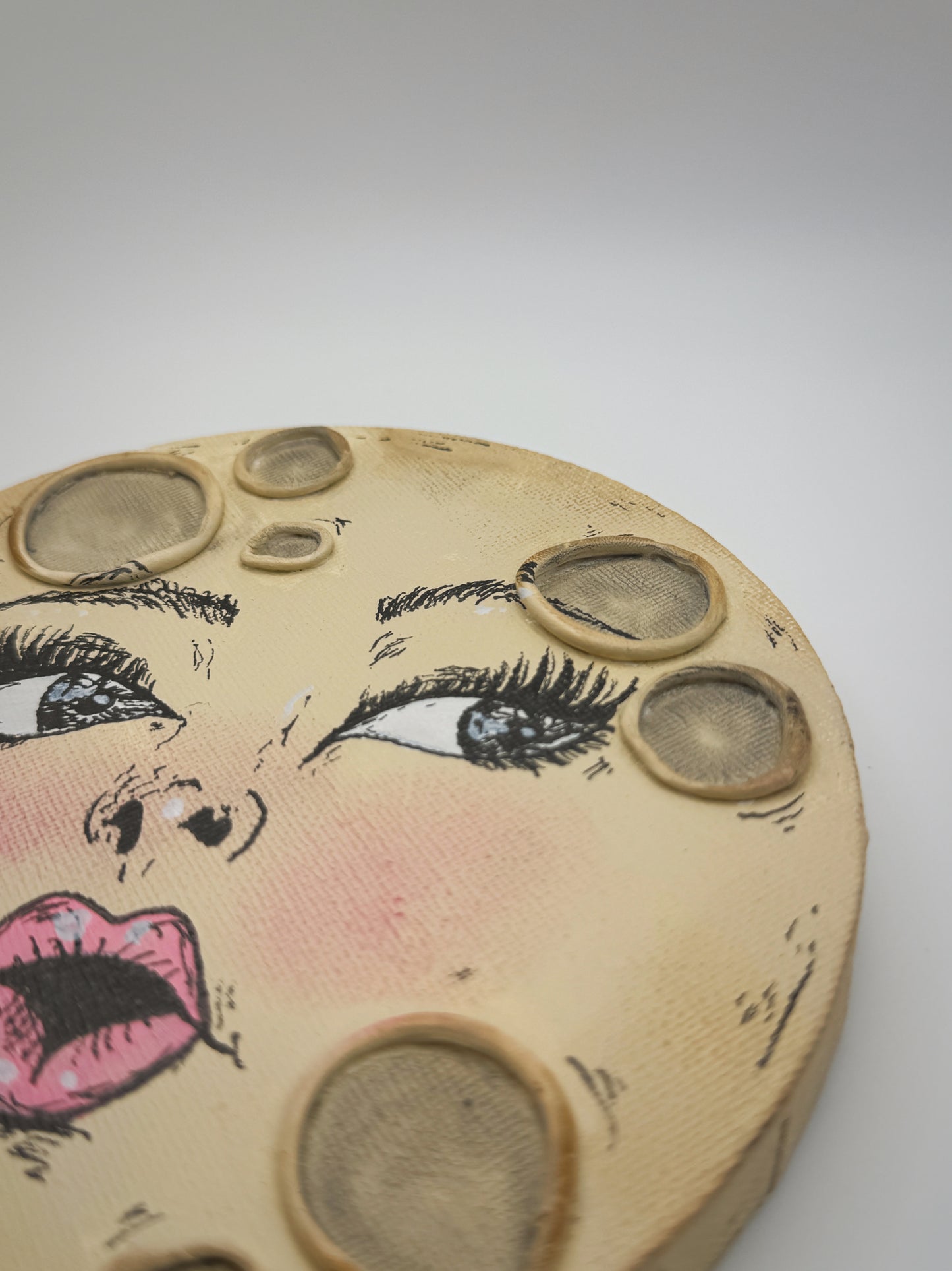 Miss Moon – Hand-Painted Moon Face Wall Art (6” Textured Canvas)