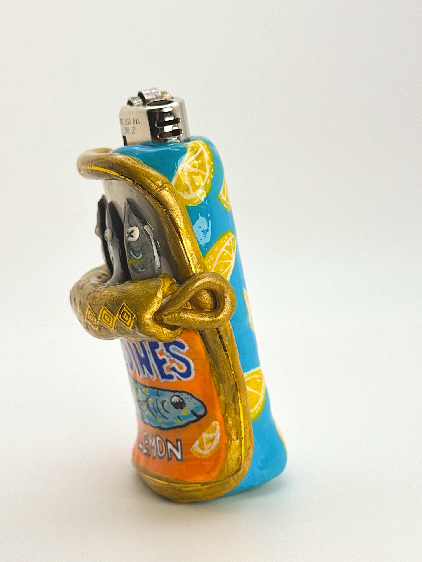 Sardines in Lemon Lighter Case – Hand-Sculpted Novelty Bic Cover