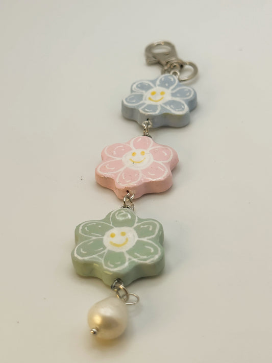Mood Swing Flowers Keychain – Handmade Polymer Clay Bag Charm