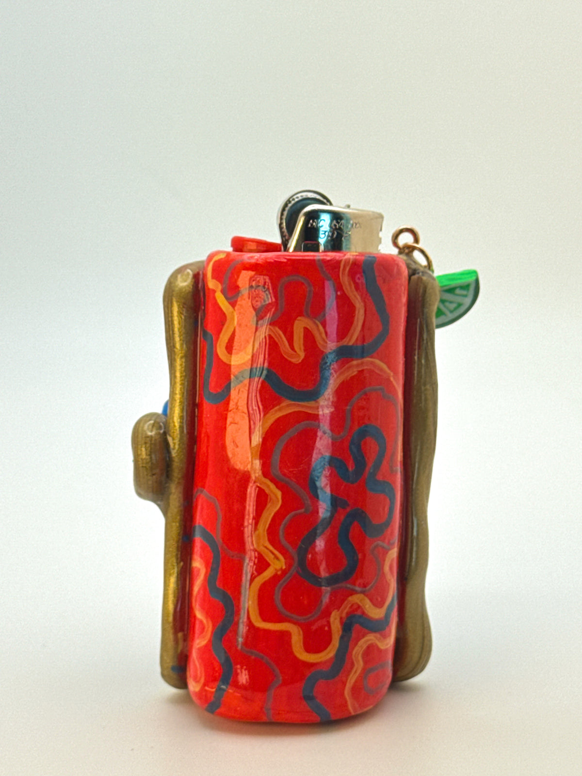 Sardines Tin Case with charm| Fits Standard Bic | Handmade Polymer Clay Art