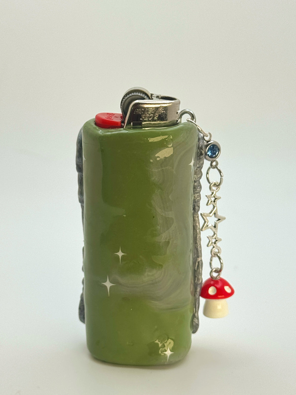 Vintage Frame Rip It Frog Case with charm| Fits Standard Bic | Handmade Polymer Clay Art
