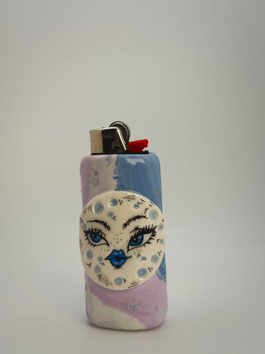 Sassy Moon Lighter Case| Fits Standard Bic | Handmade Polymer Clay Art