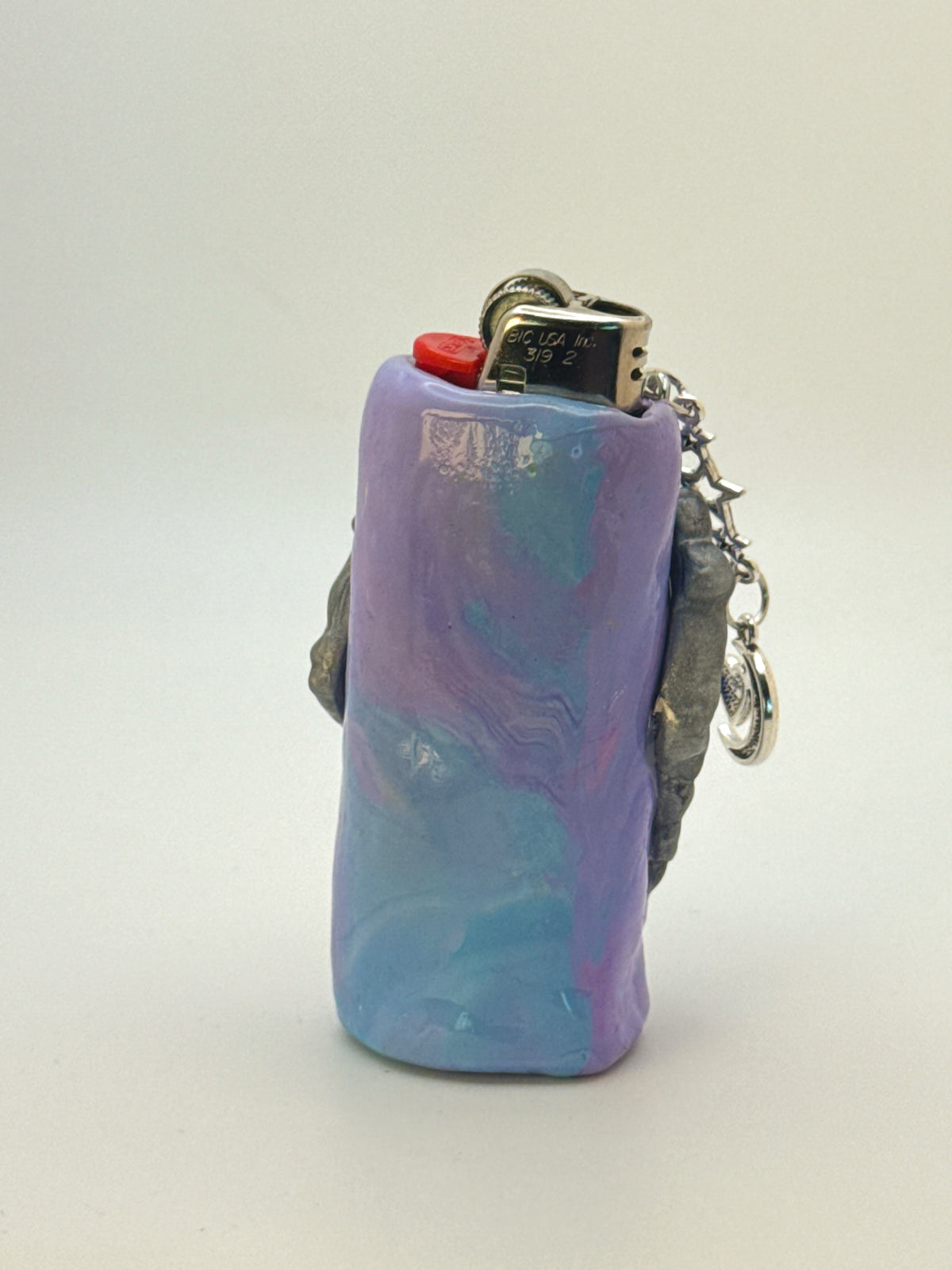 Vintage Frame Smoking Moon Case with charm| Fits Standard Bic | Handmade Polymer Clay Art