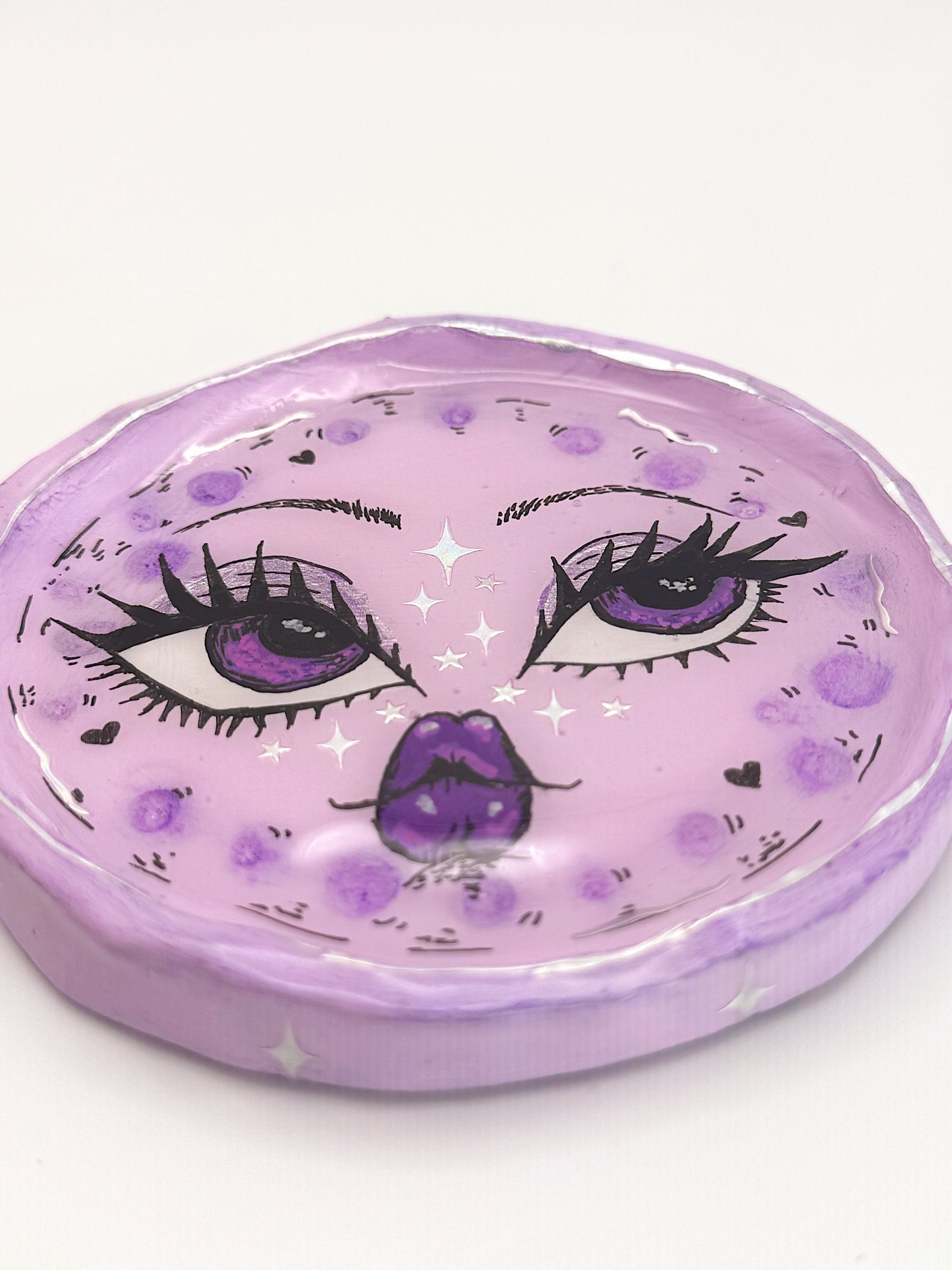Lavender Moon Trinket Dish — 4 Inch Hand-Painted Polymer Clay