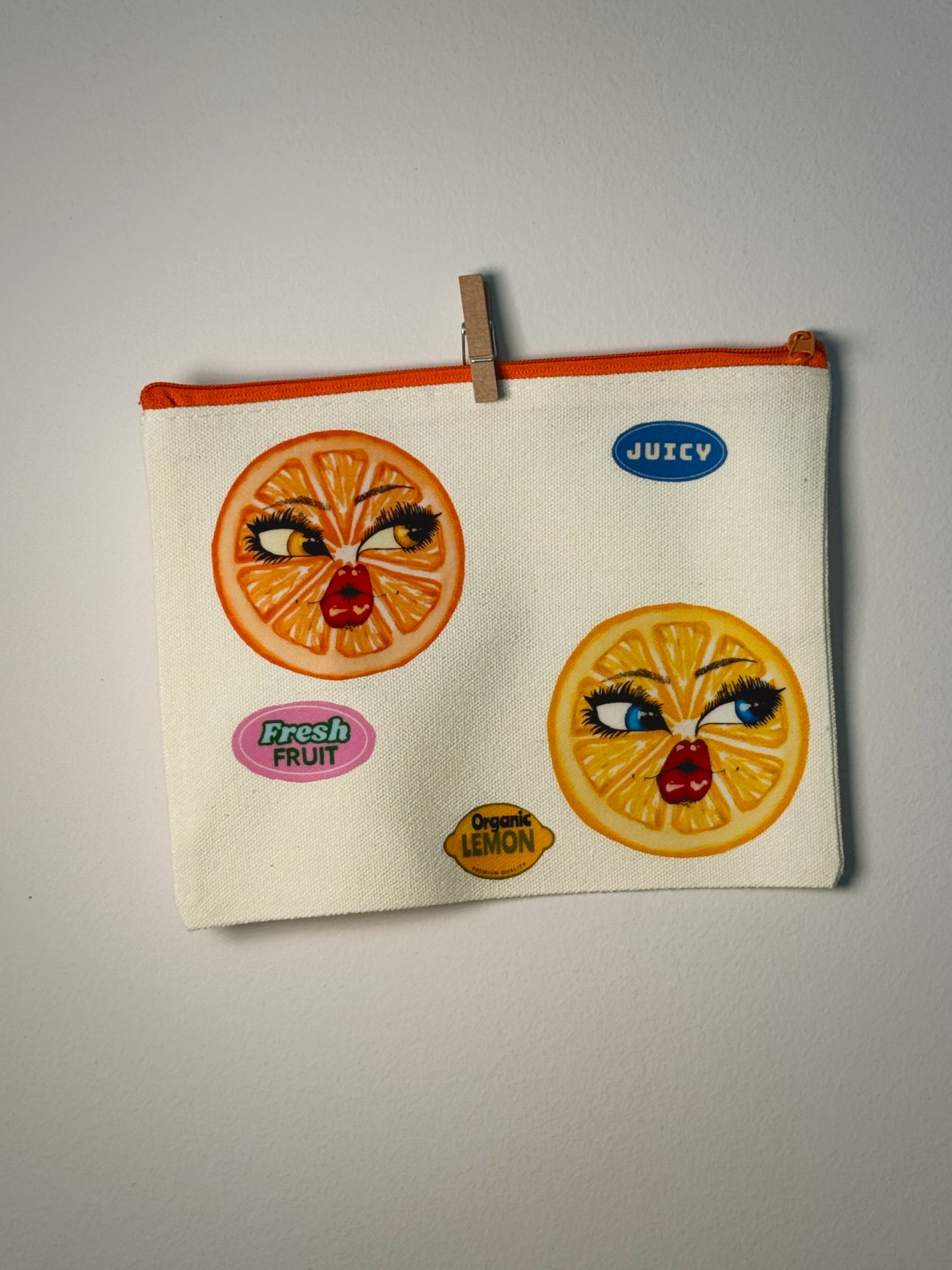 Citrus Sisters Bag Hand-Pressed Bag | 8 x 6 Natural Cotton
