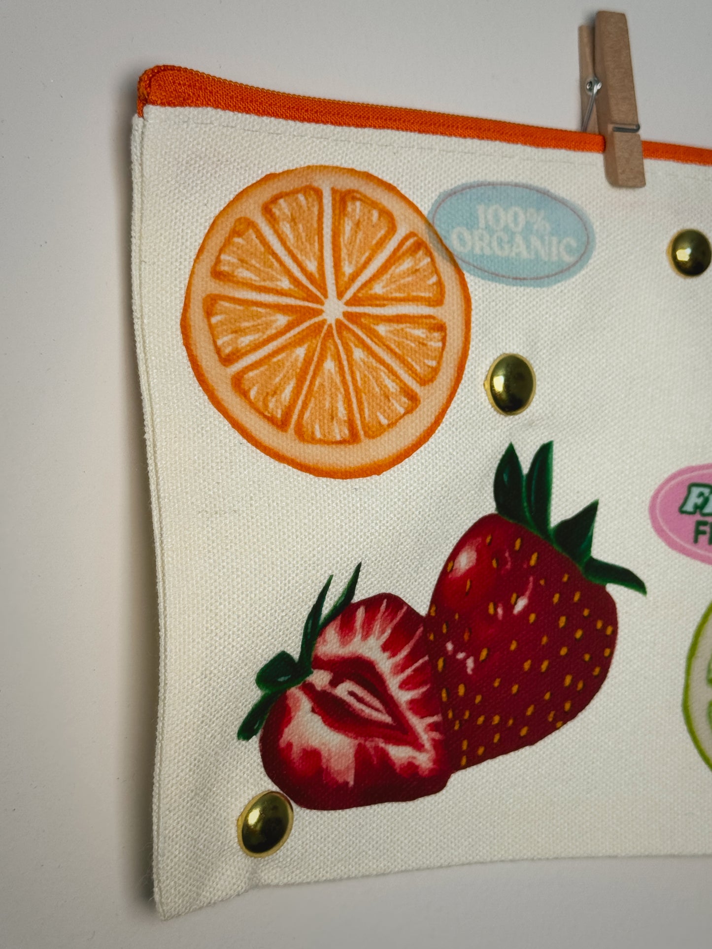 Fresh Fruit Hand-Pressed Bag | 8 x 6 Natural Cotton | Luxe