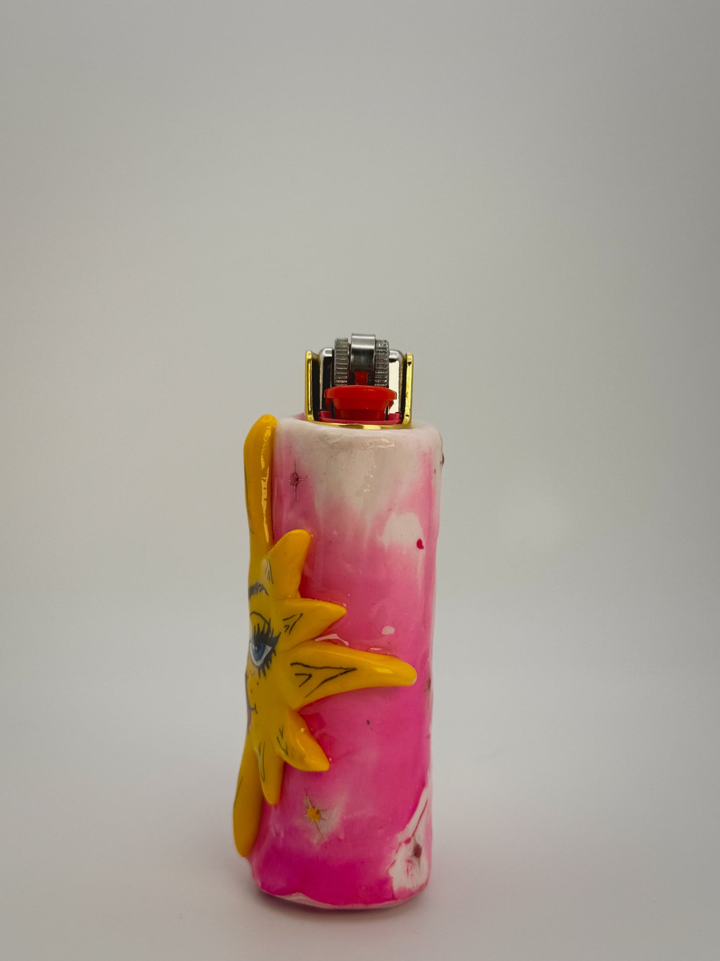 Sassy Sunny Girl Lighter Case w/ charm | Fits Standard Bic | Handmade Polymer Clay Art
