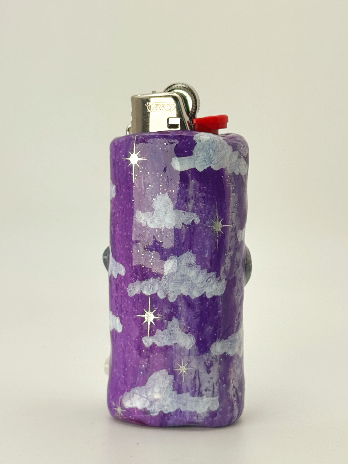 Head In The Clouds Star Lighter Case with charm| Fits Standard Bic | Handmade Polymer Clay Art
