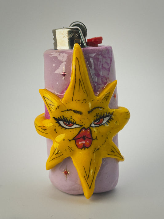 Sassy Sun Lighter Case| Fits Standard Bic | Handmade Polymer Clay Art