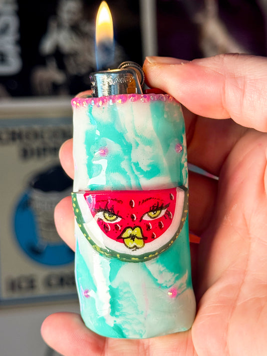 Sweet Watermelon Lighter Case| Fits Standard Bic | Handmade Polymer Clay Art