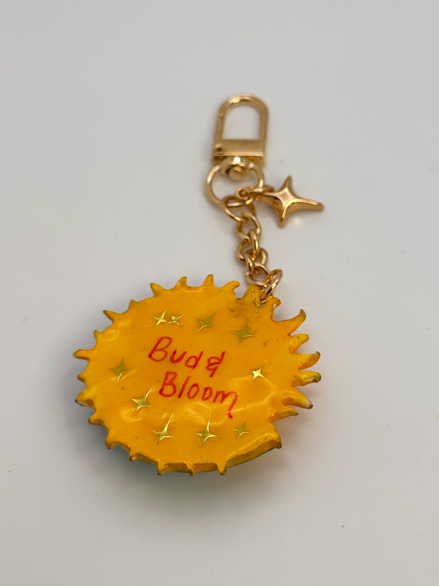 Sun & Moon Bag Charm – Hand-Painted Celestial Keychain with Gold Hardware