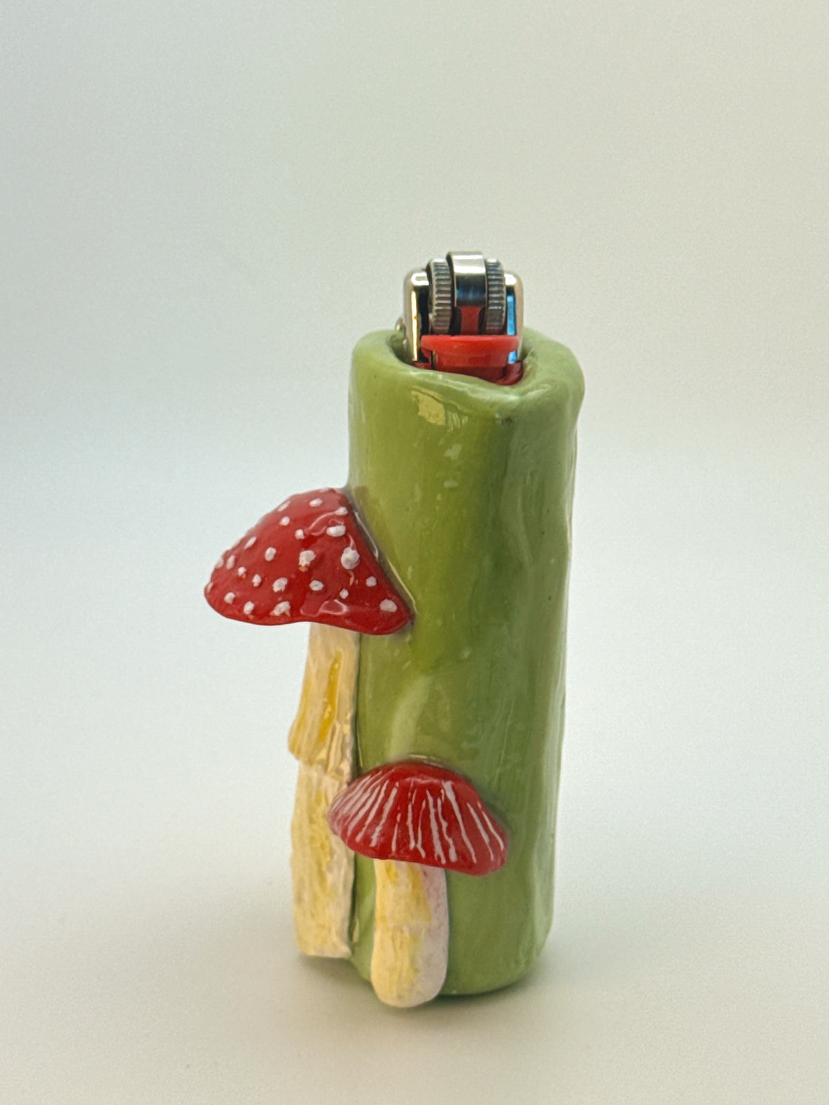 Mushroom Case with charm| Fits Standard Bic | Handmade Polymer Clay Art