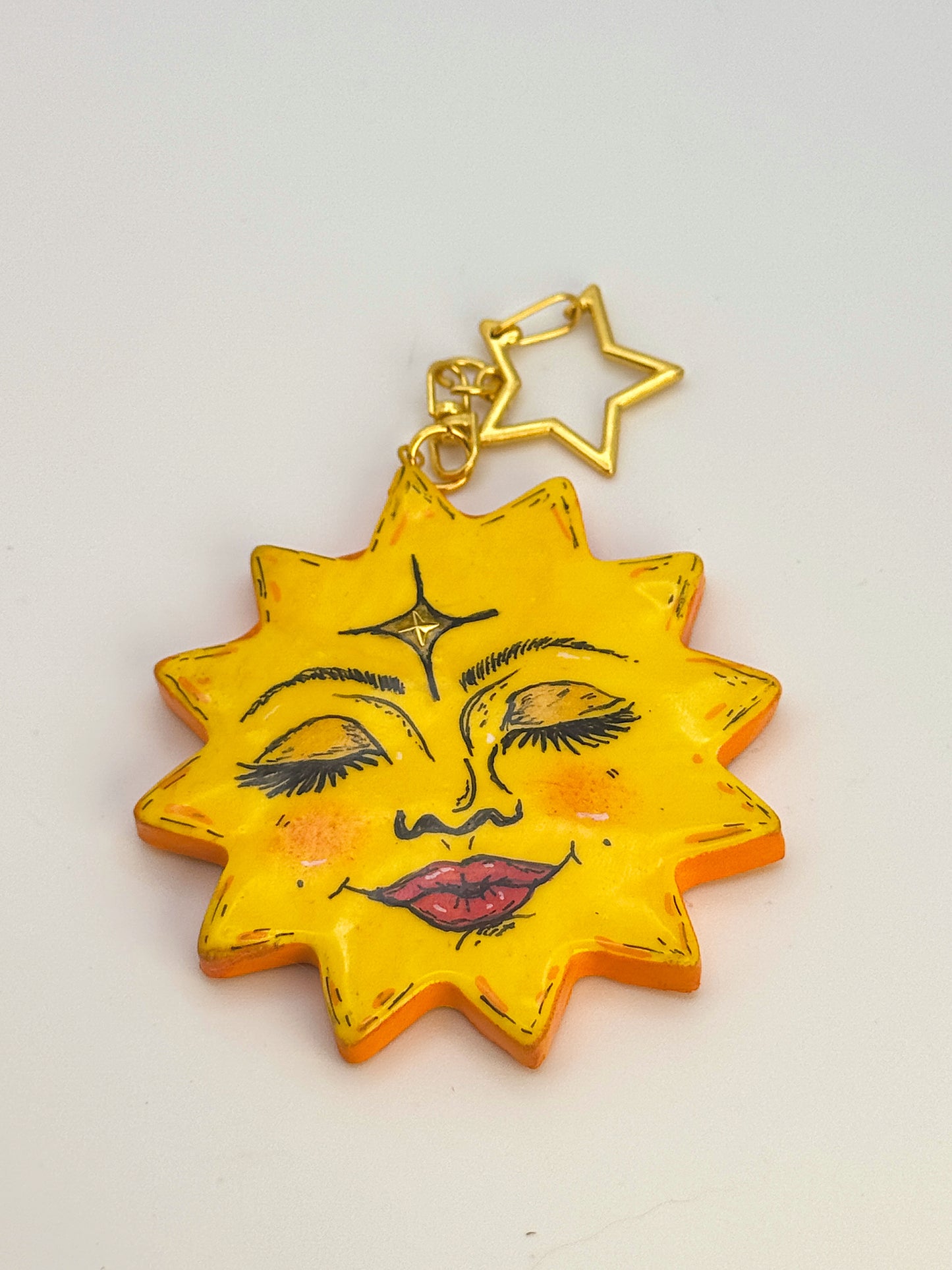 Sunny Babe Keychain – Hand-Painted Polymer Clay Charm