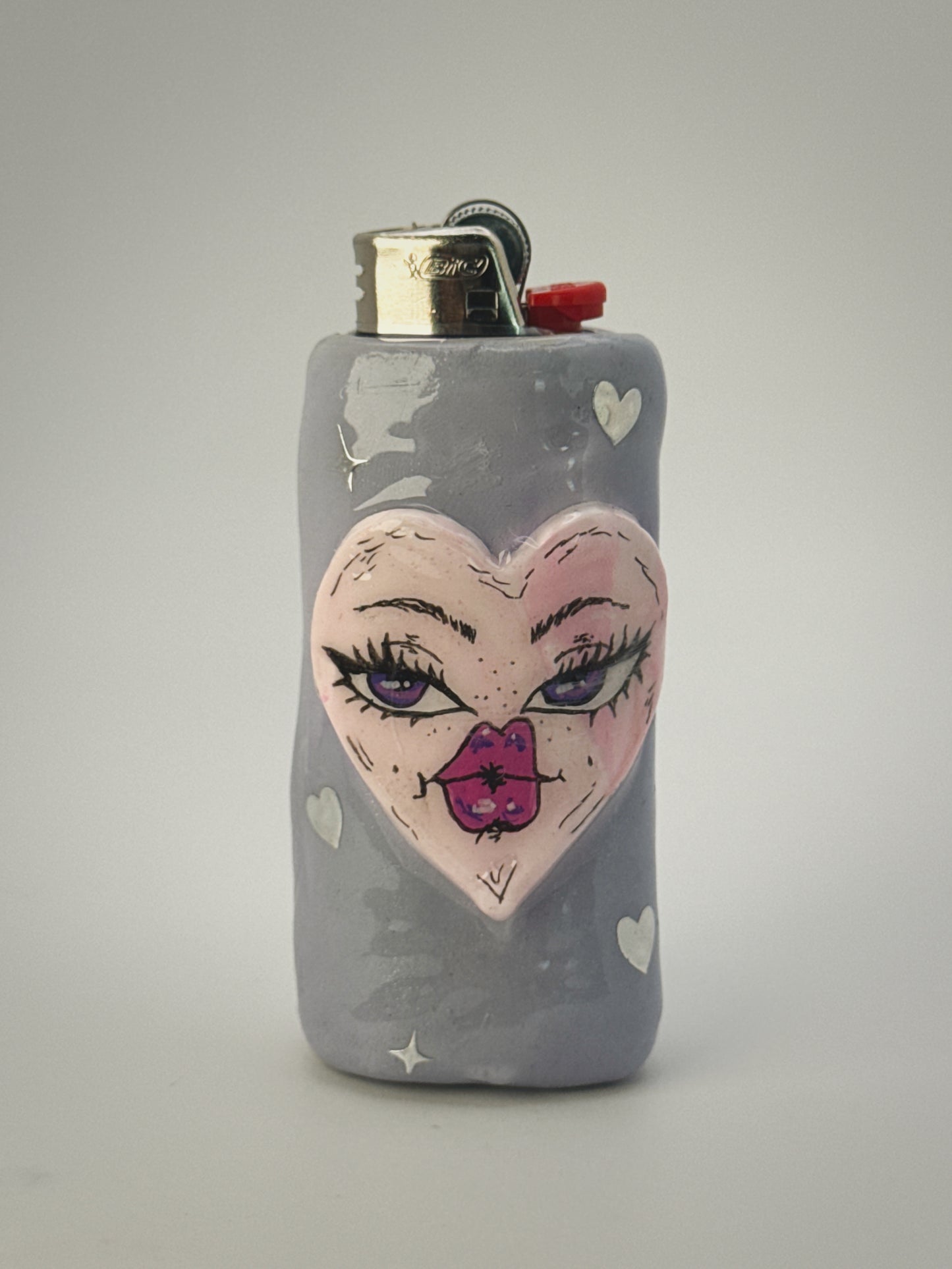 Sassy Heart Lighter Case| Fits Standard Bic | Handmade Polymer Clay Art
