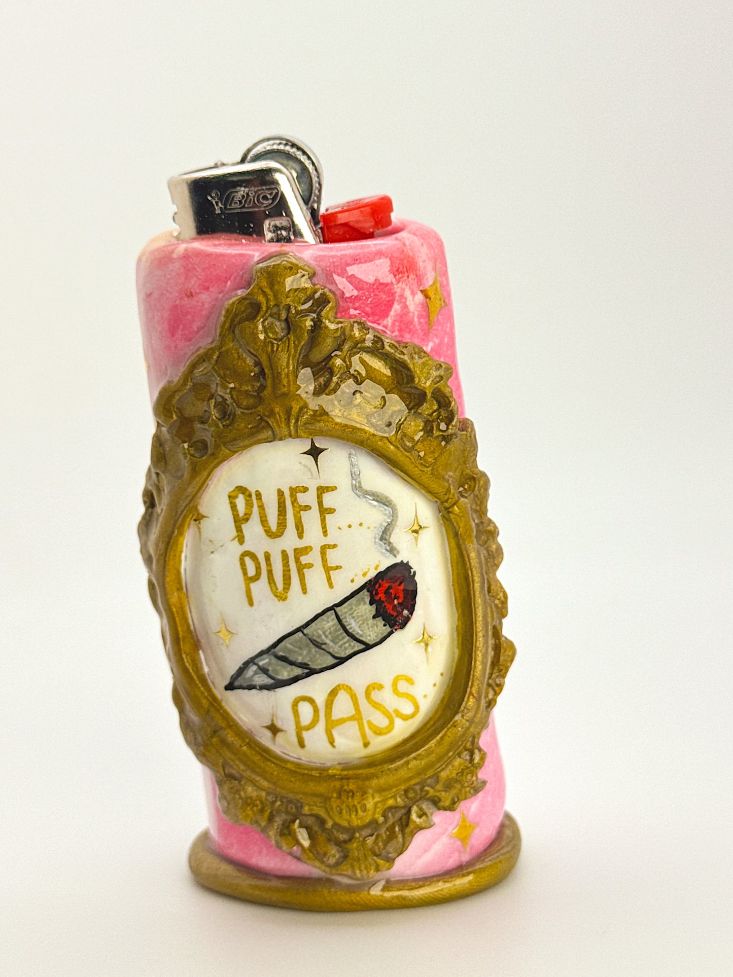 Puff Puff Pass Framed Lighter Case- Handmade From Polymer Clay