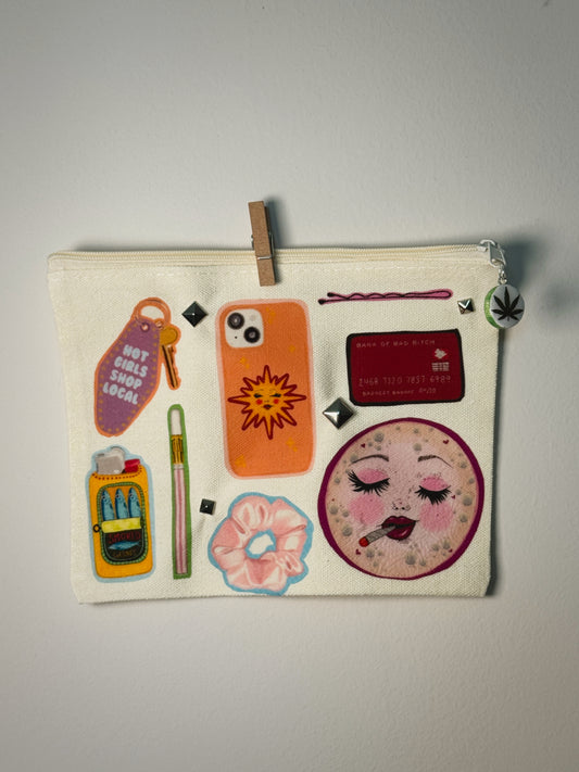Stoner Girl Hand-Pressed Bag | 8 x 6 Natural Cotton | Luxe