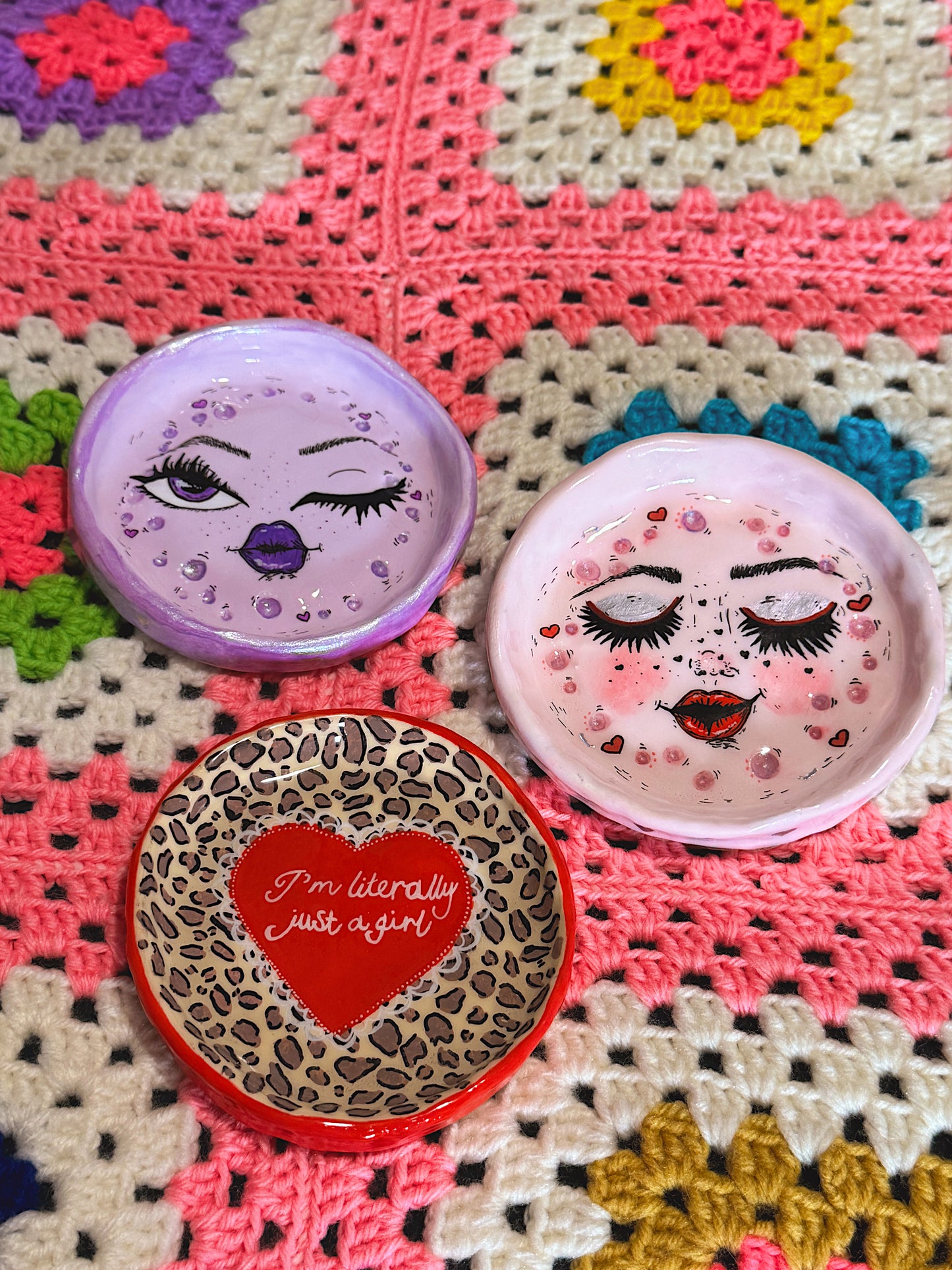 I’m Literally Just a Girl Trinket Dish – Handmade Polymer Clay Cheetah Print Dish with Heart Detail